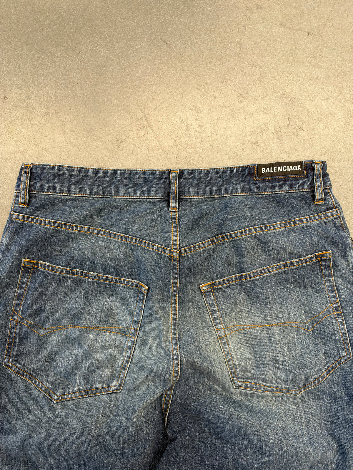 BALENCIAGA BAGGY FADED DENIM JEANS - BLUE
