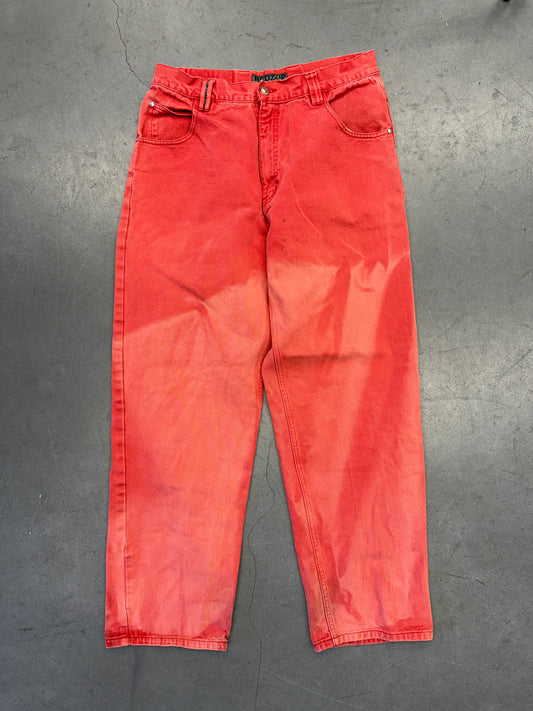 VINTAGE HEDZ UP USA FADED RED DENIM SKATE JEANS