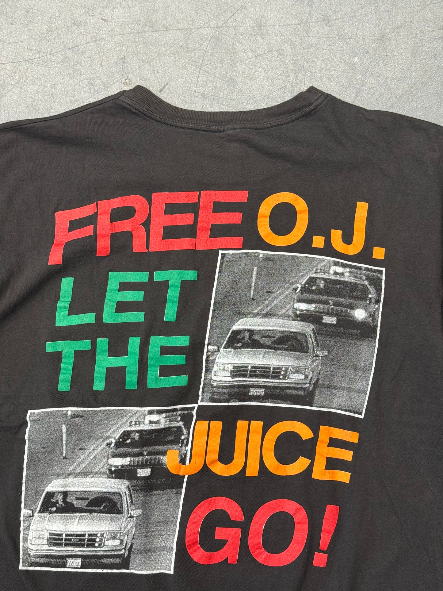 FREE O.J. SIMPSON LET THE JUICE GO! RAP STYLE TEE (TEE BEST TAG)
