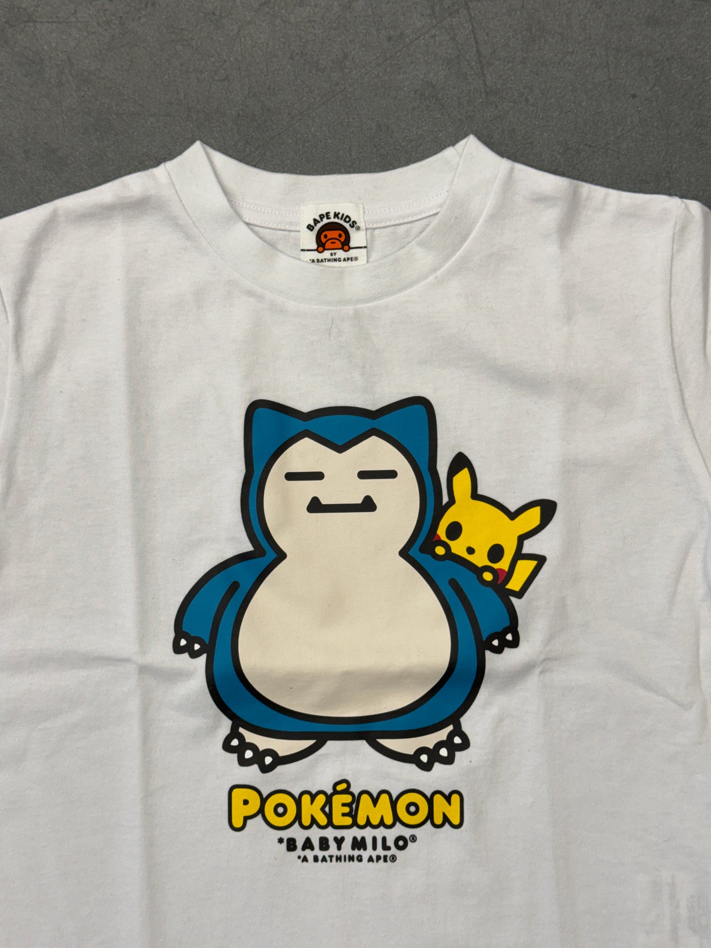 BAPE KIDS SNORLAX AND PIKACHU POKEMON TEE - WHITE
