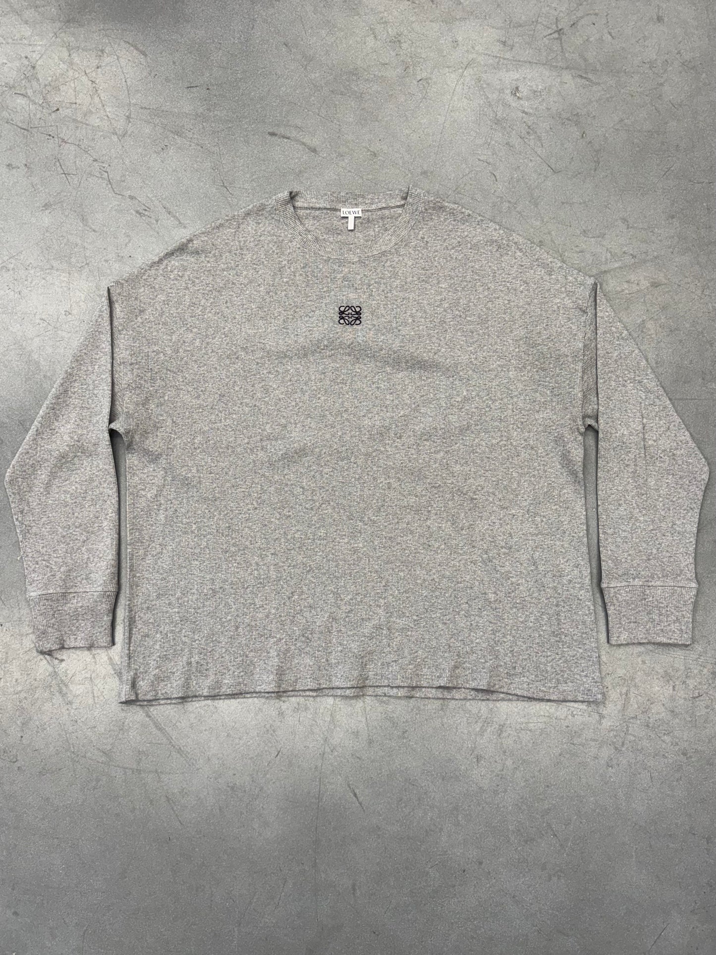 LOEWE OVERSIZED FIT LS RIBBED SHIRT - GREY