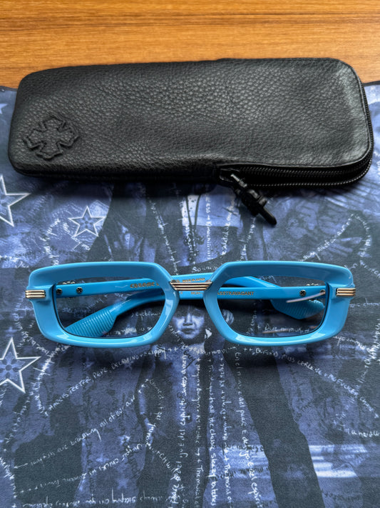 CHROME HEARTS ASSTRAVAGANT SUNGLASSES - BLUE/GOLD (WITH CLOTH AND CASE) - NEW