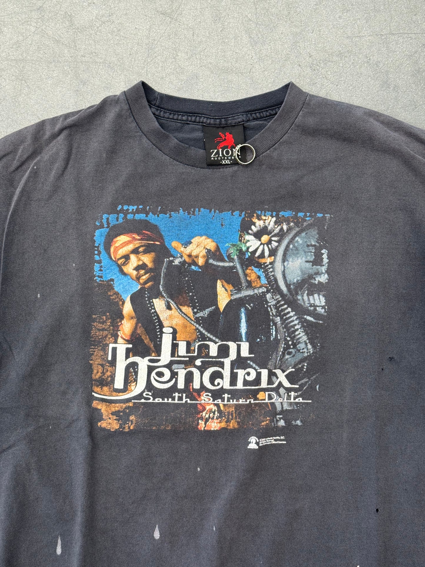 2000 JIMI HENDRIX SOUTH SATURN DELTA PAINT SPLATTER TEE (ZION TAG)