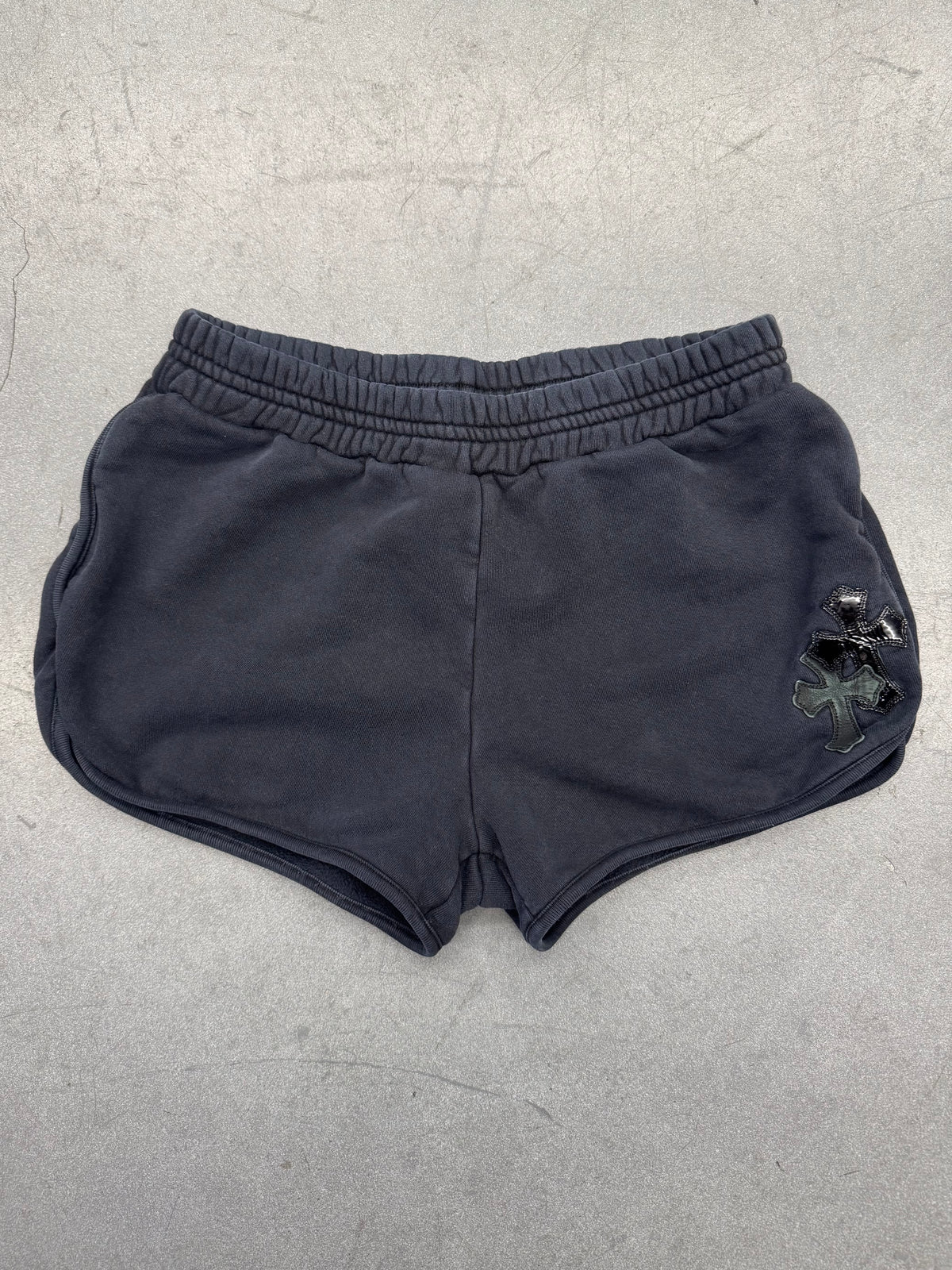 CHROME HEARTS WOMEN'S CROSS PATCH SWEAT SHORTS - BLACK