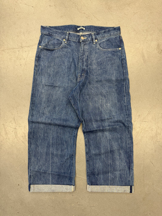 AURALEE SELVEDGE FADED LIGHT DENIM PANTS - 5