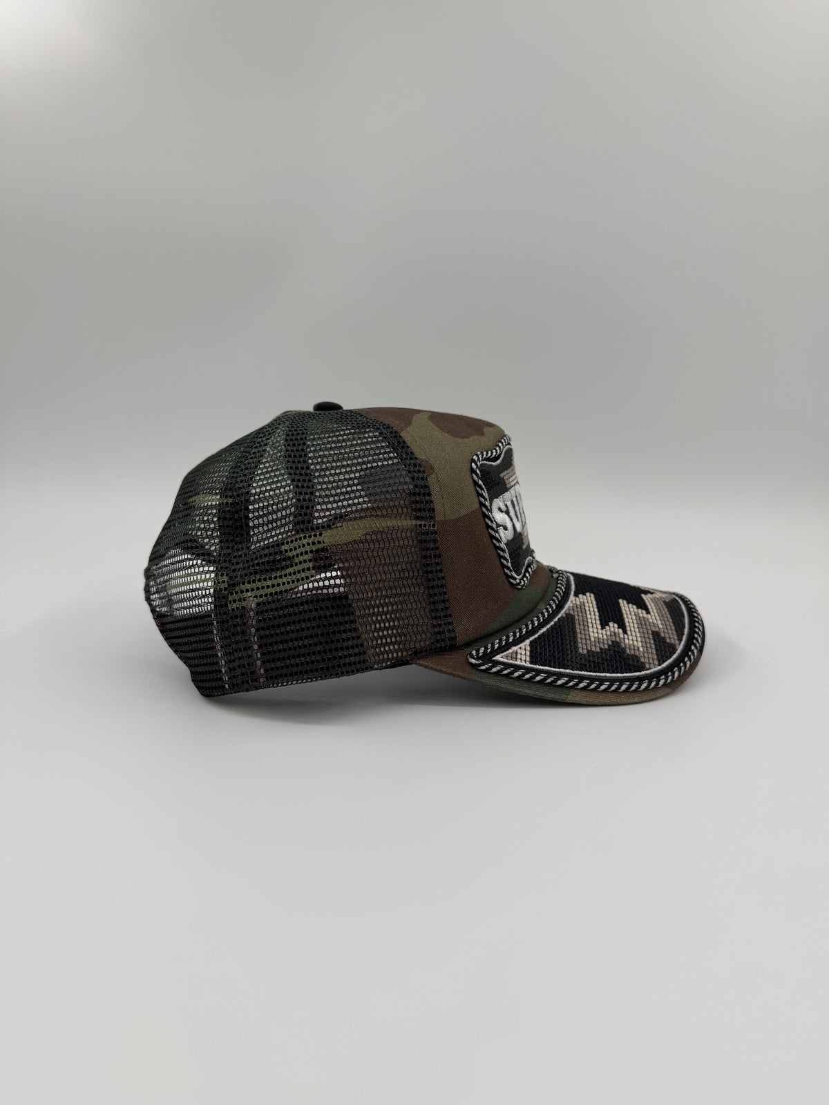 SS26 SUPREME WESTERN EMBROIDERED MESH BACK HAT - WOODLAND CAMO