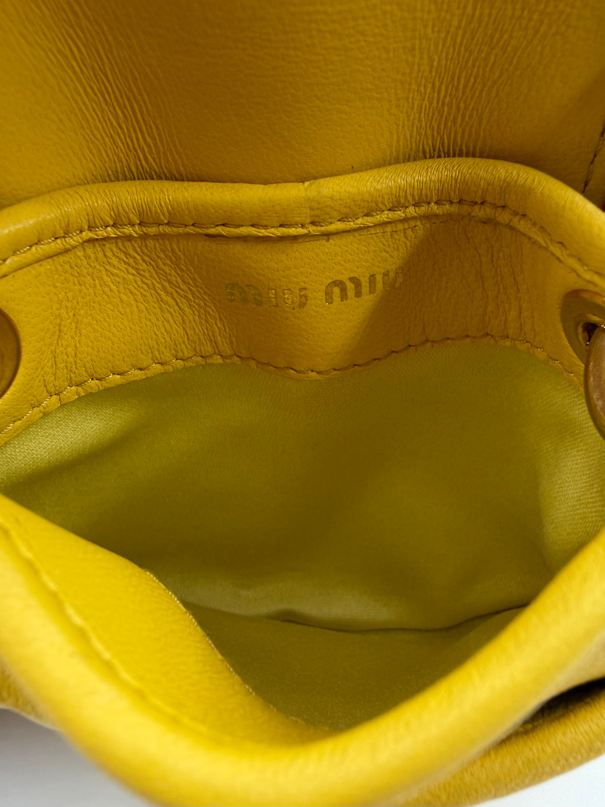 MIU MIU RUCHED LEATHER MINI CHAIN BAG