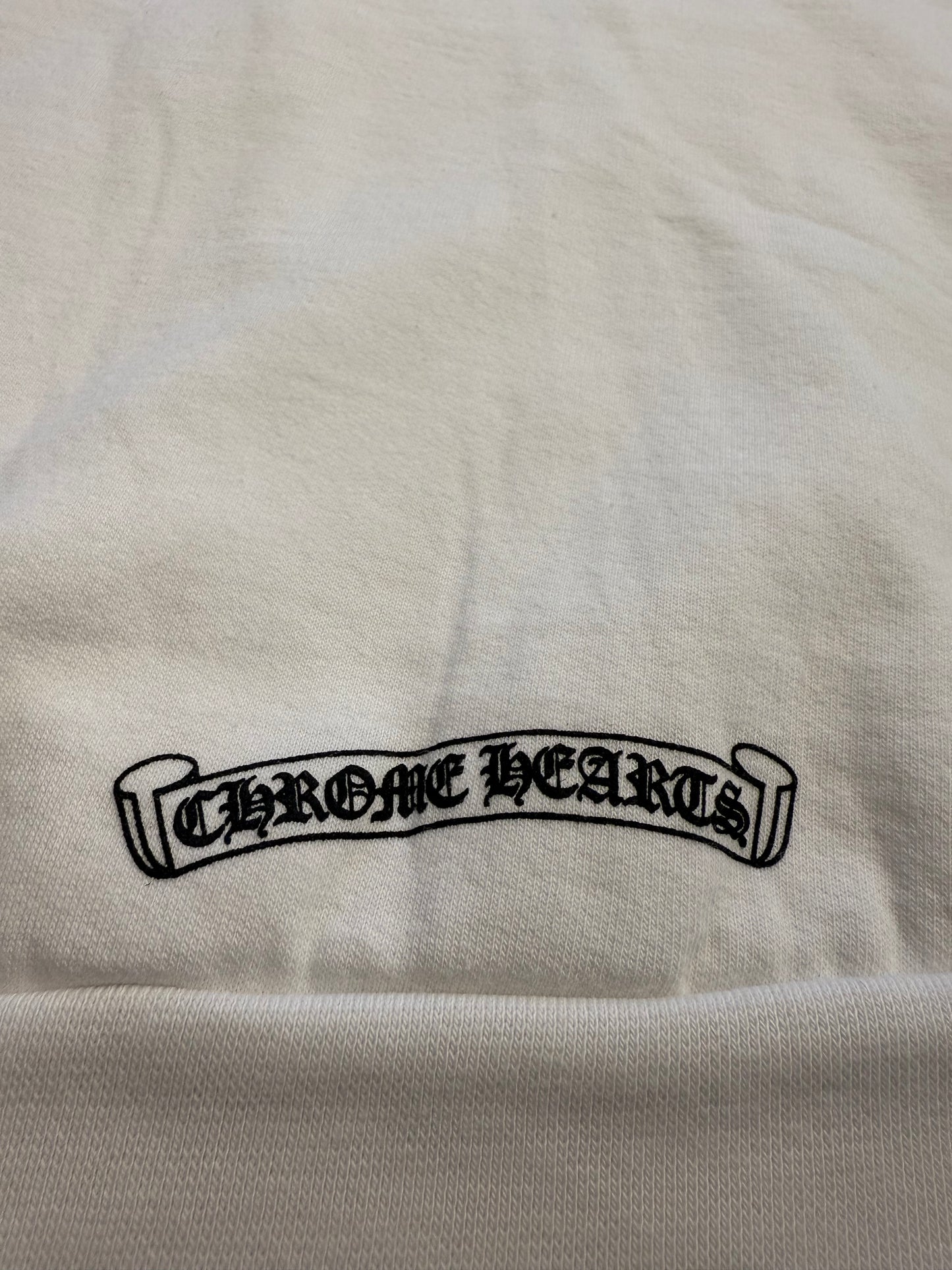 CHROME HEARTS VERTICAL LOGO ZIP UP HOODIE - WHITE