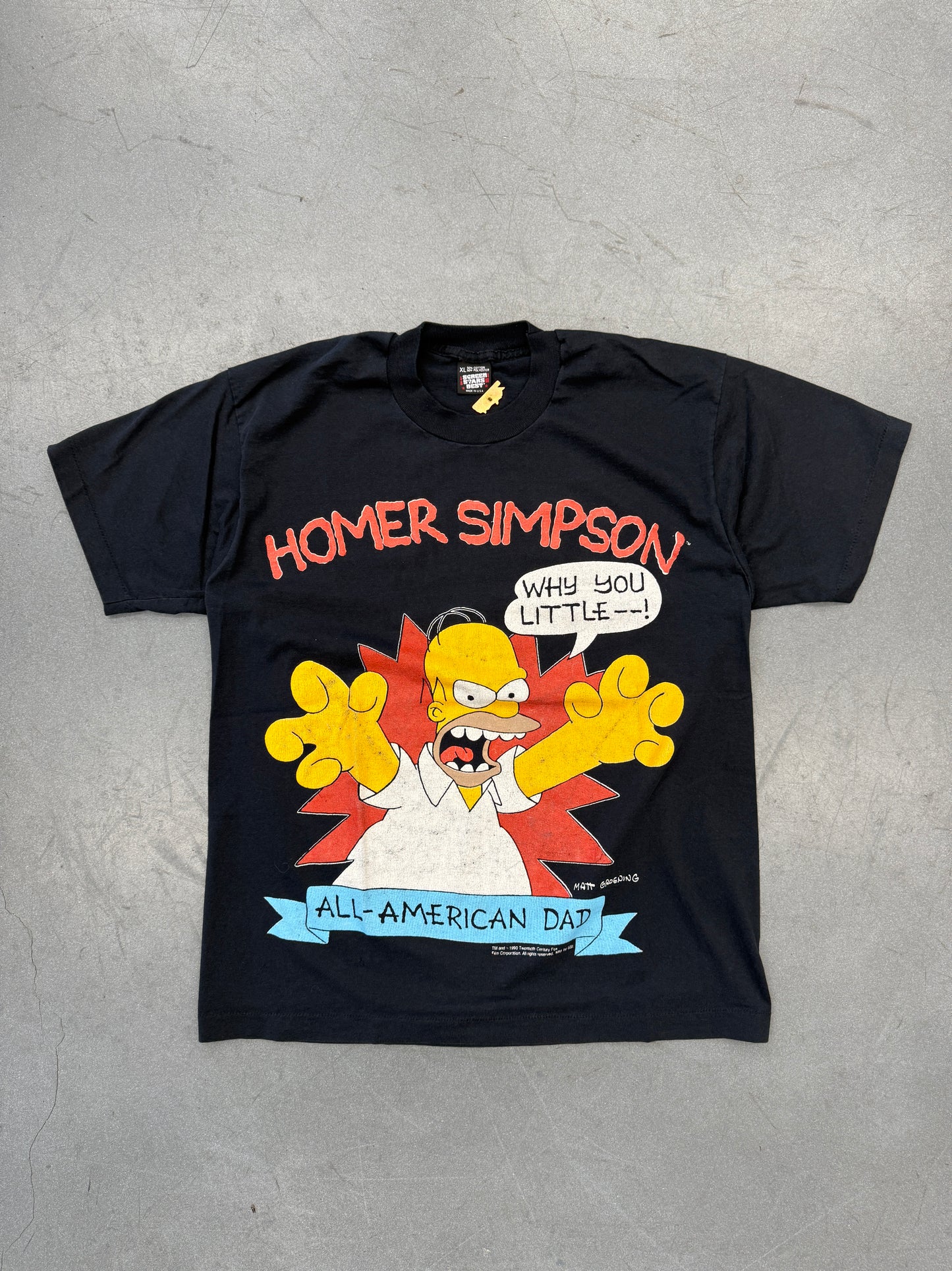 1990 HOMER SIMPSON ALL-AMERICAN DAD TEE (SCREEN STARS BEST TAG)