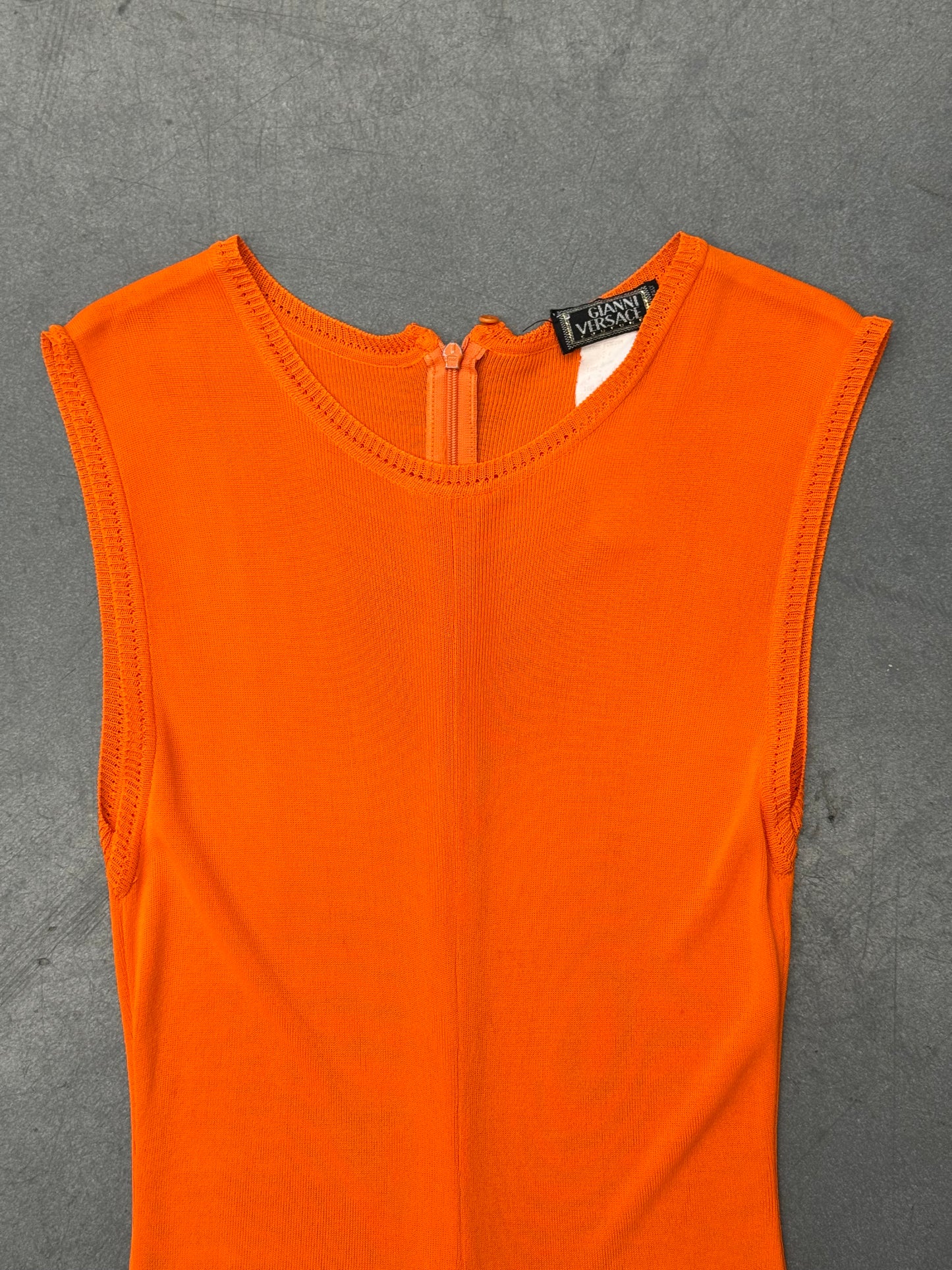 SS96 GIANNI VERSACE COUTURE ORANGE RAYON DRESS