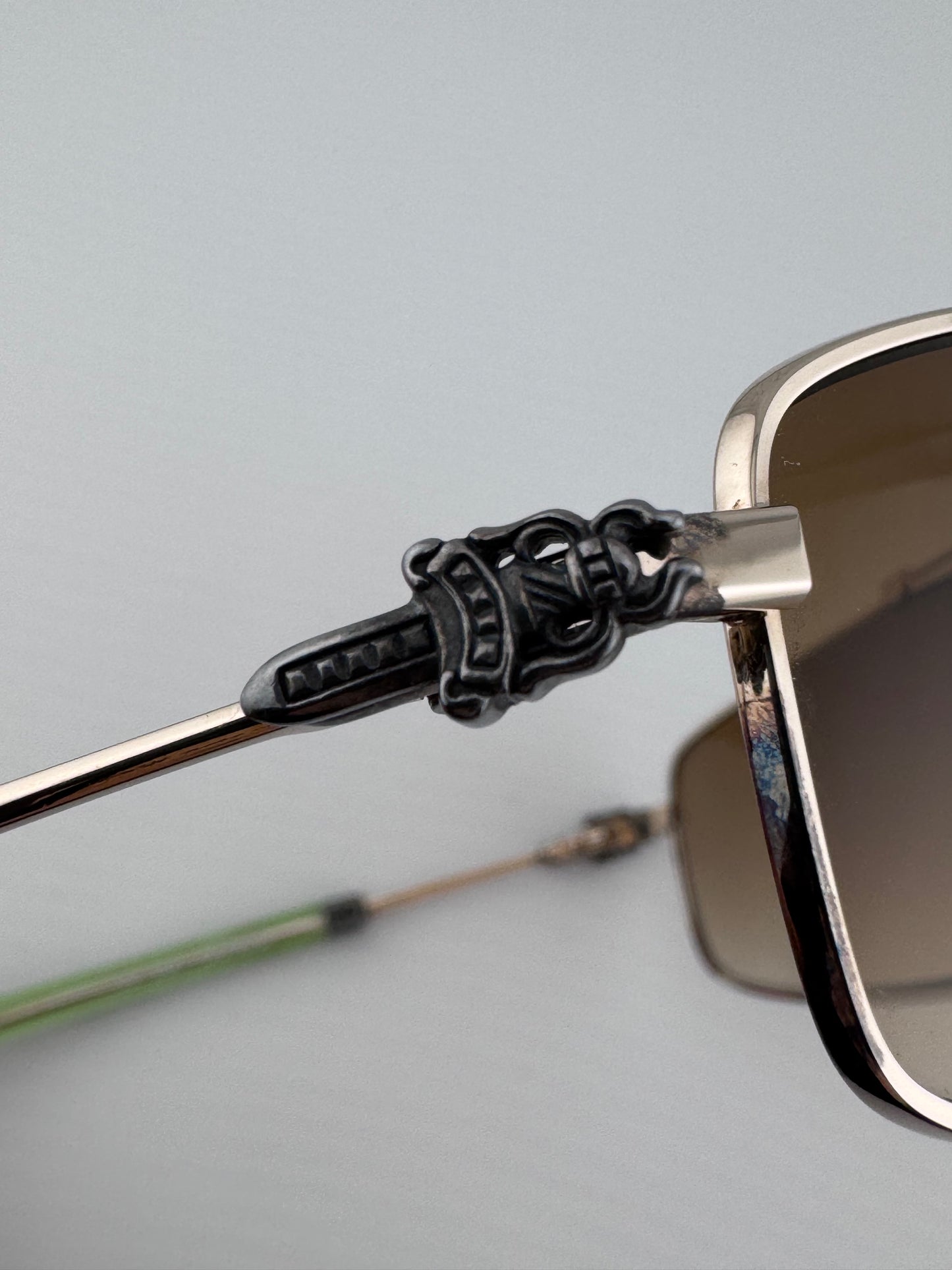 CHROME HEARTS ‘BONED’ LIGHT GREEN TORTOISE SUNGLASSES (WITH CASE)