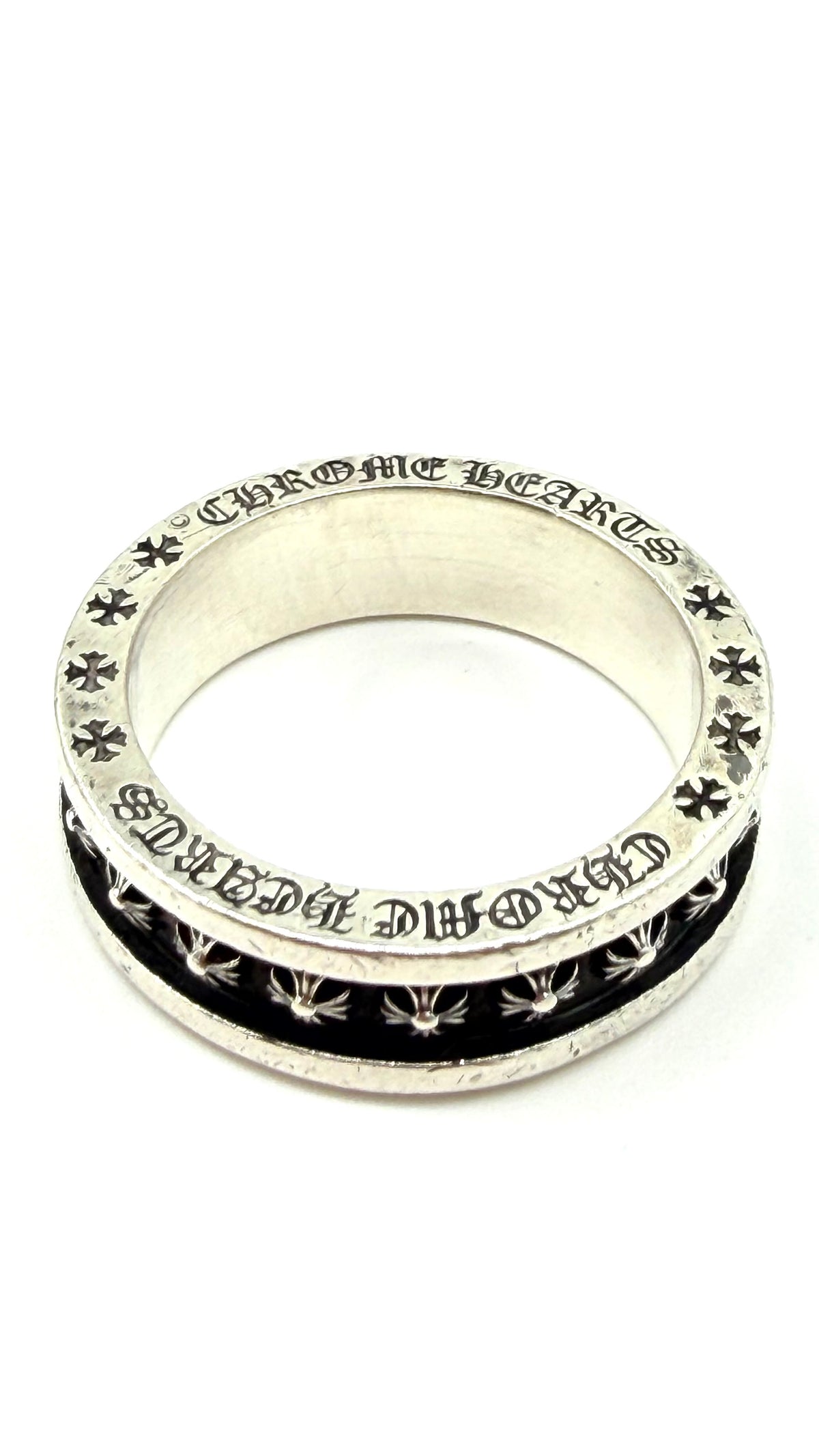 CHROME HEARTS BEARING MINI PLUS SILVER RING (14.5 GRAMS) (PRE-OWNED)
