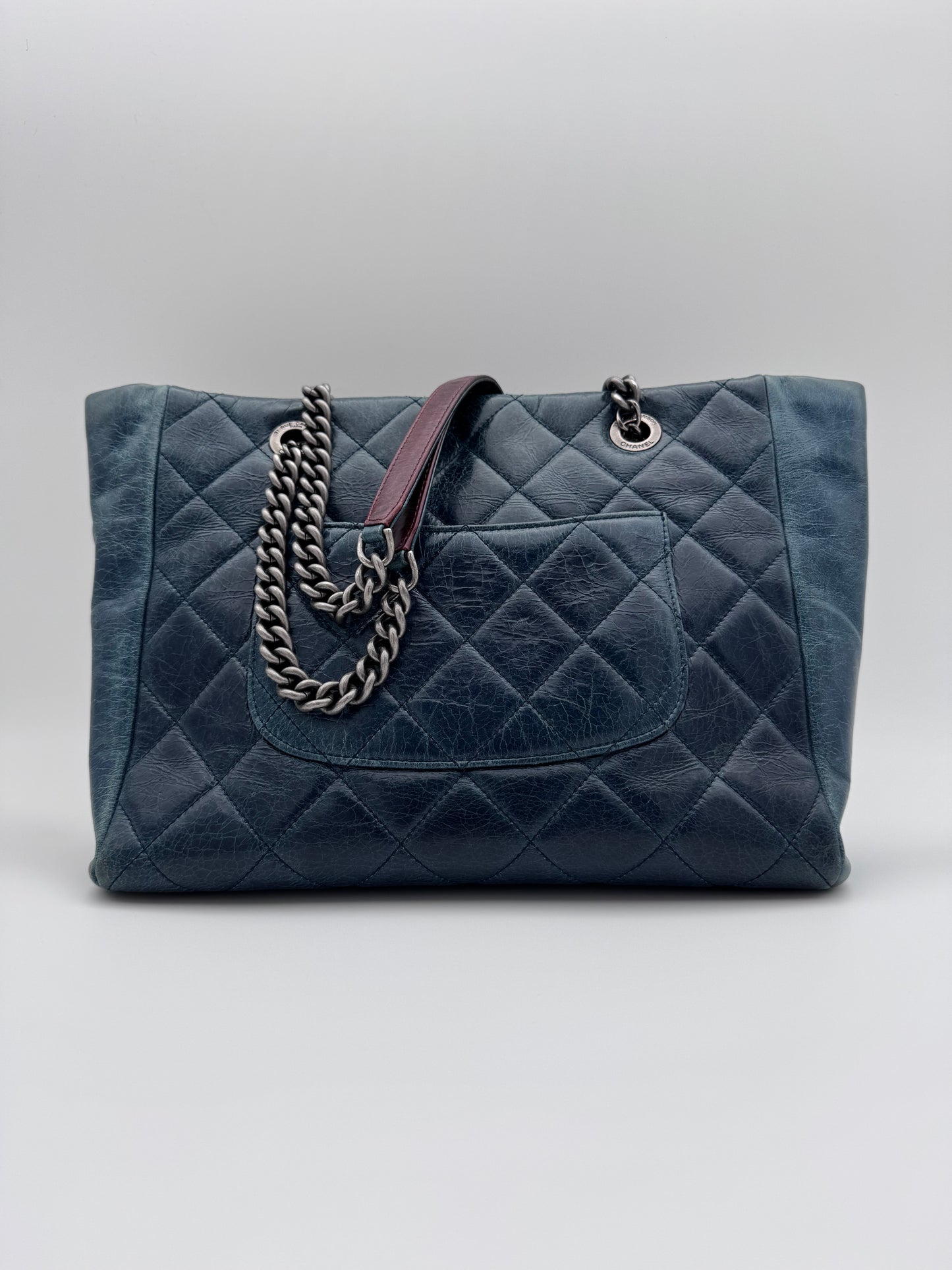 2014 CHANEL SMALL GLAZED CALFSKIN DUO COLOR FLAP BAG