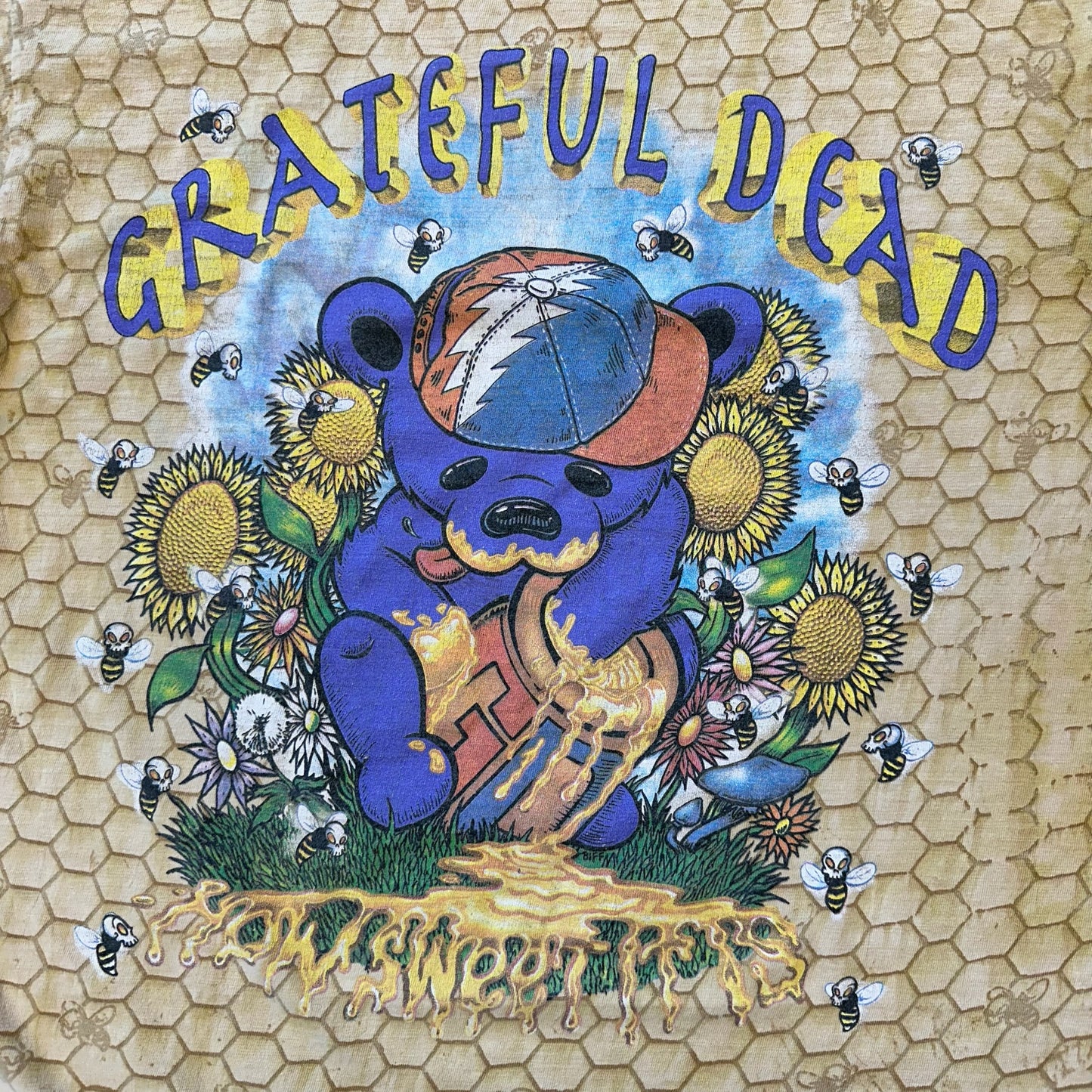 1995 GRATEFUL DEAD HOW SWEET IT IS HONEYCOMB BEAR TEE (BIG TAG)