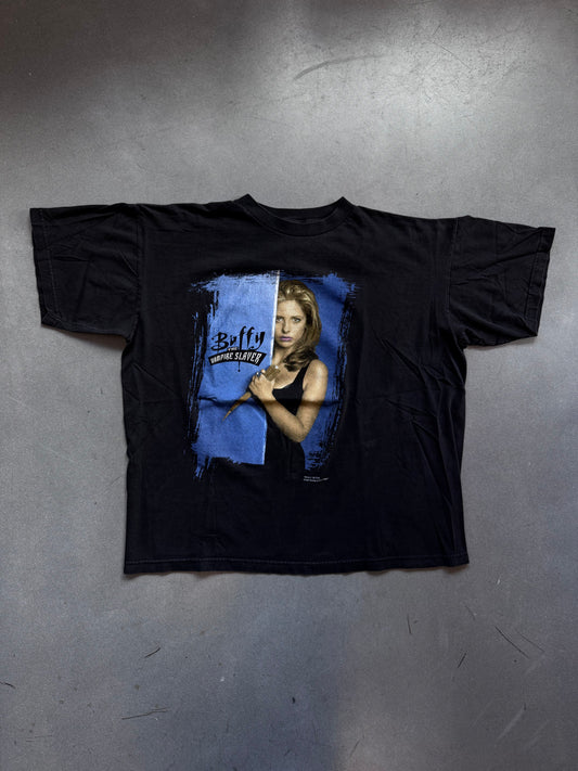 1998 BUFFY THE VAMPIRE SLAYER "IN EVERY GENERATION, THERE IS ONLY ONE SLAYER" TEE (BLUE GRAPE TAG)