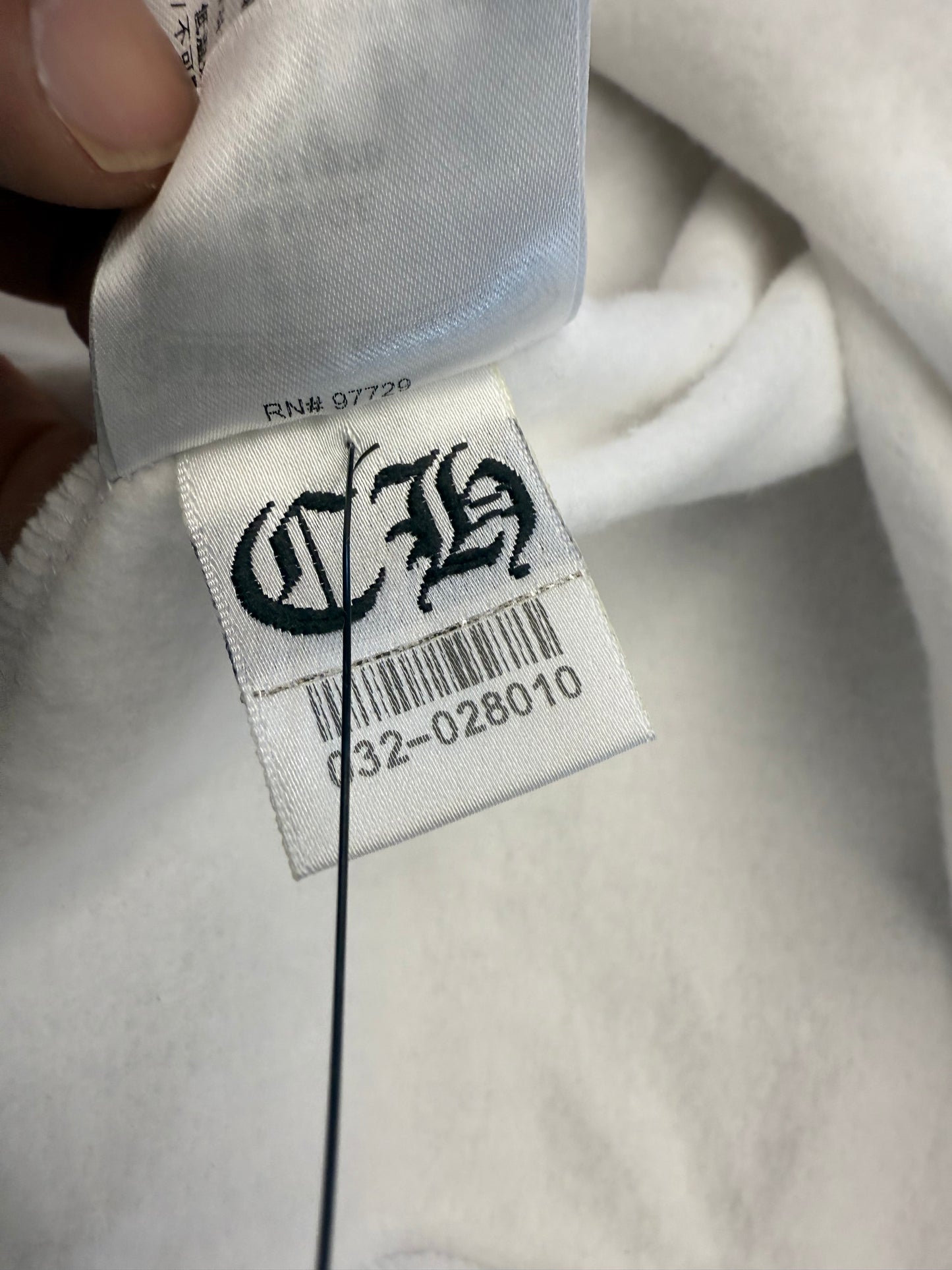 CHROME HEARTS VERTICAL LOGO ZIP UP HOODIE - WHITE