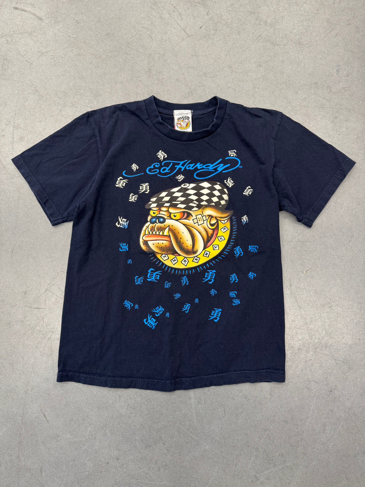 Y2K ED HARDY BIG FACE BULLDOG TEE (ED HARDY HOLLYWOOD TAG)