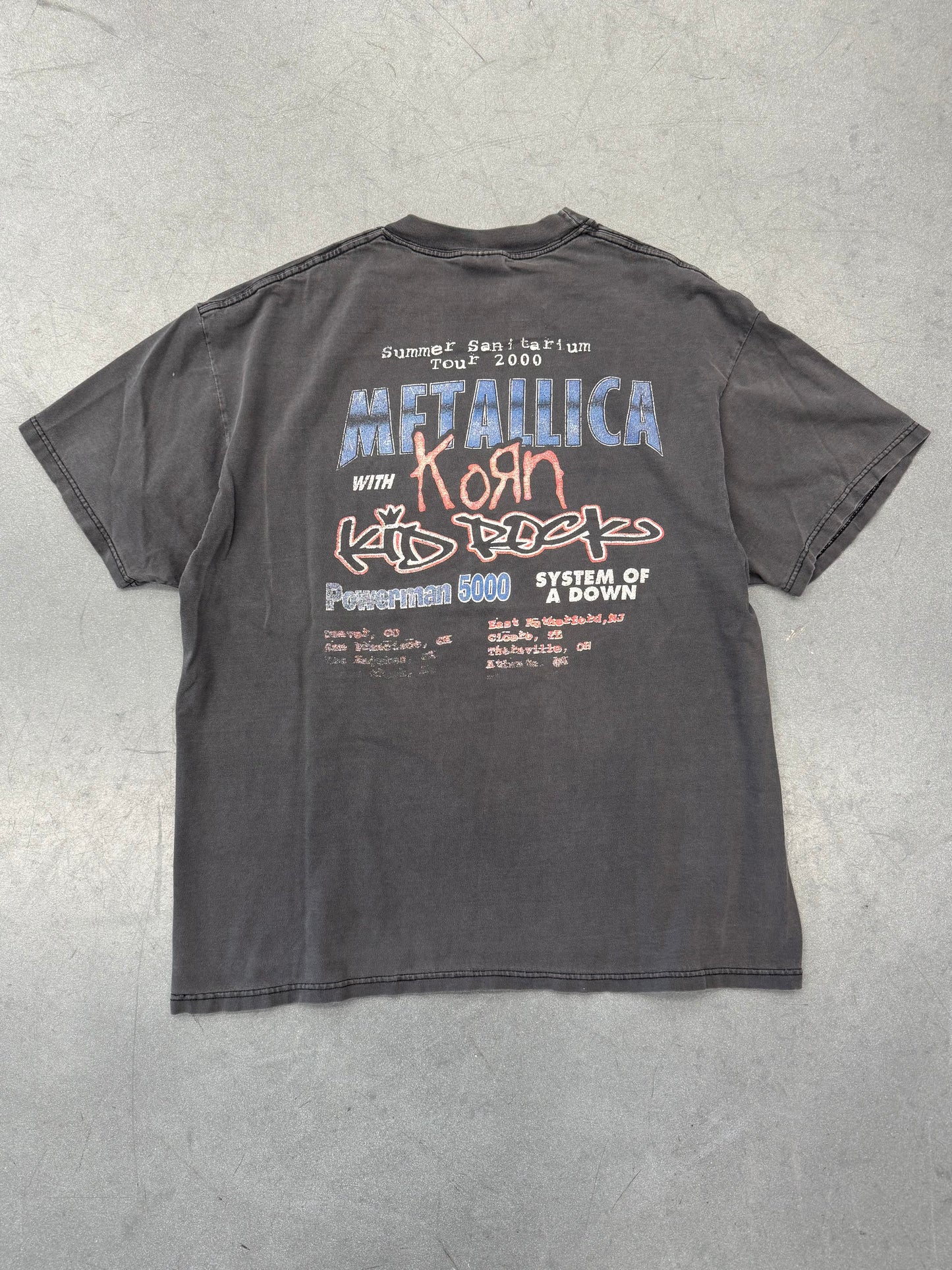 2000 METALLICA KORN SUMMER SANITARIUM TOUR BOOTLEG FADED TEE (HANES BEEFY TAG)