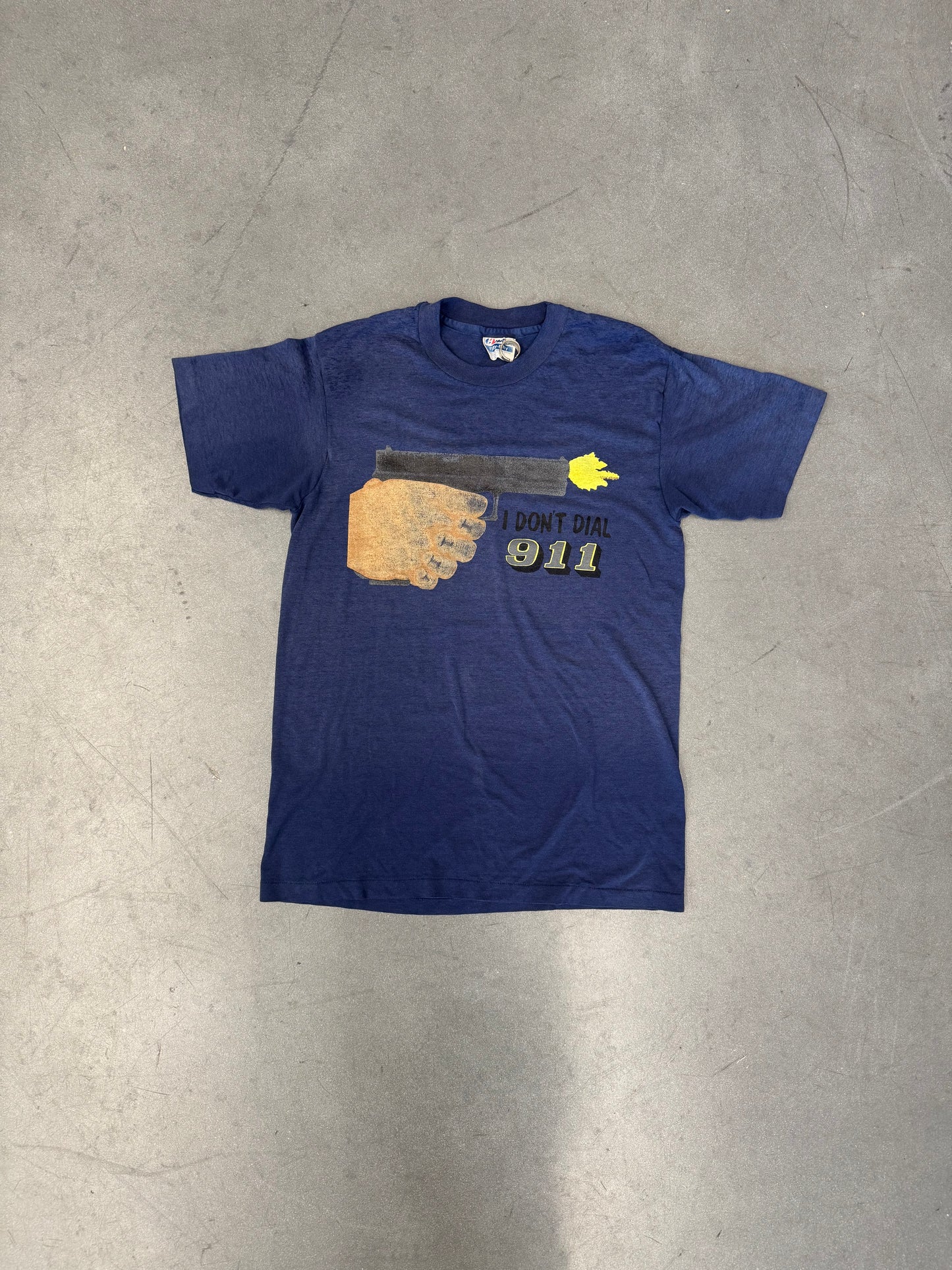 90'S I DON'T DIAL 911 TEE (HANES FIFTY-FIFTY TAG)