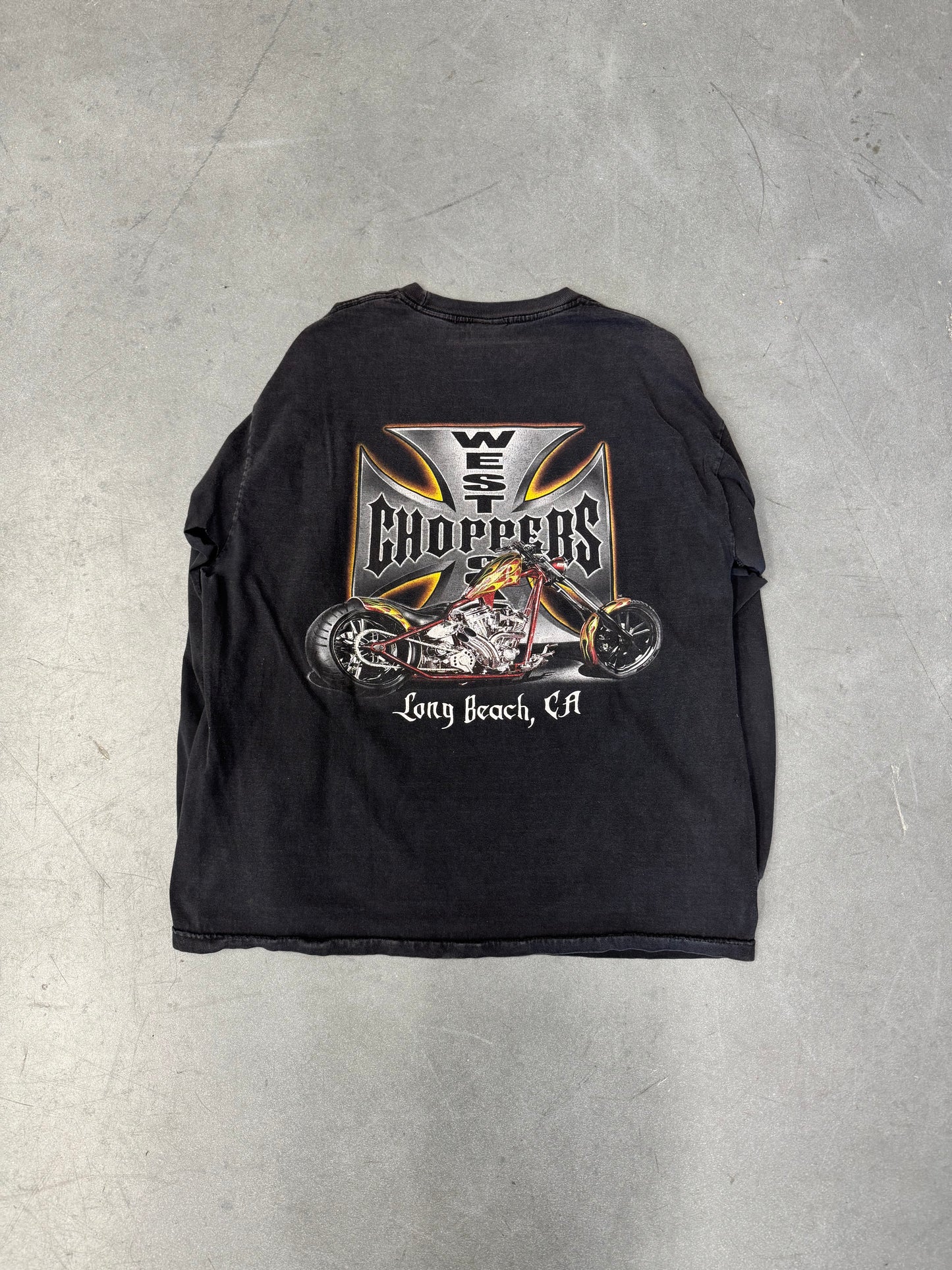 00S WEST COAST CHOPPERS REPEATED IRON CROSS LS TEE (JESSE WHO TAG) - L/XL