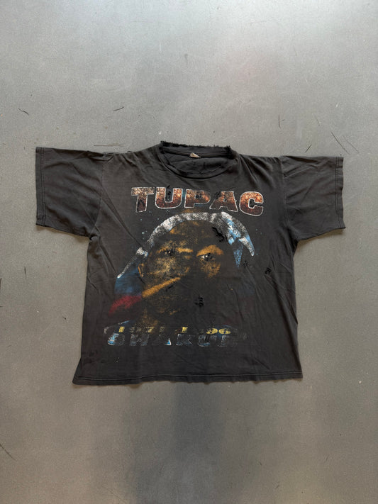 90'S TUPAC SHAKUR "MAKAVELI AGAINST ALL ODDS" BOOTLEG DISTRESSED RAP TEE (FADED TAG)