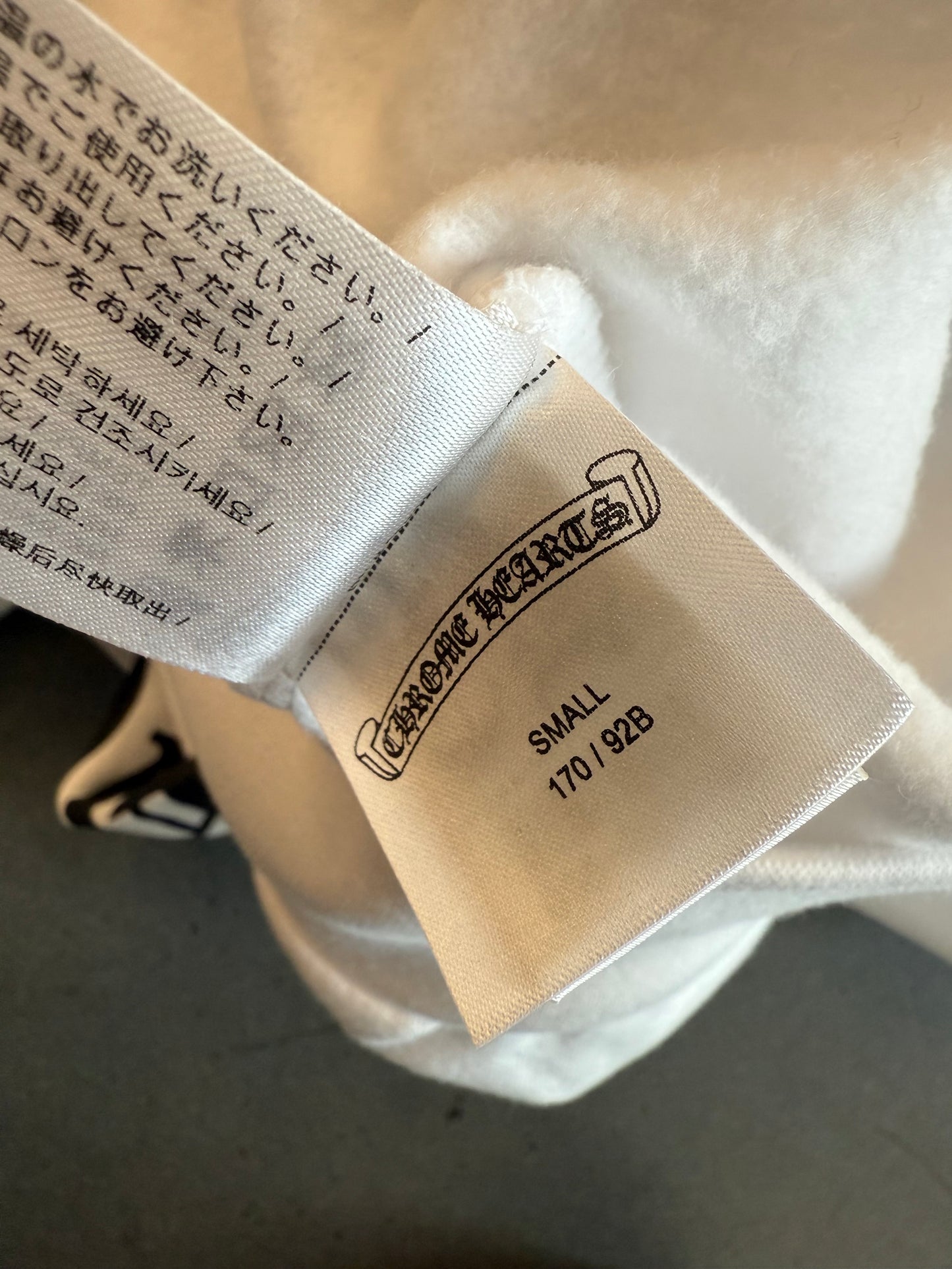 CHROME HEARTS VERTICAL LOGO ZIP UP HOODIE - WHITE