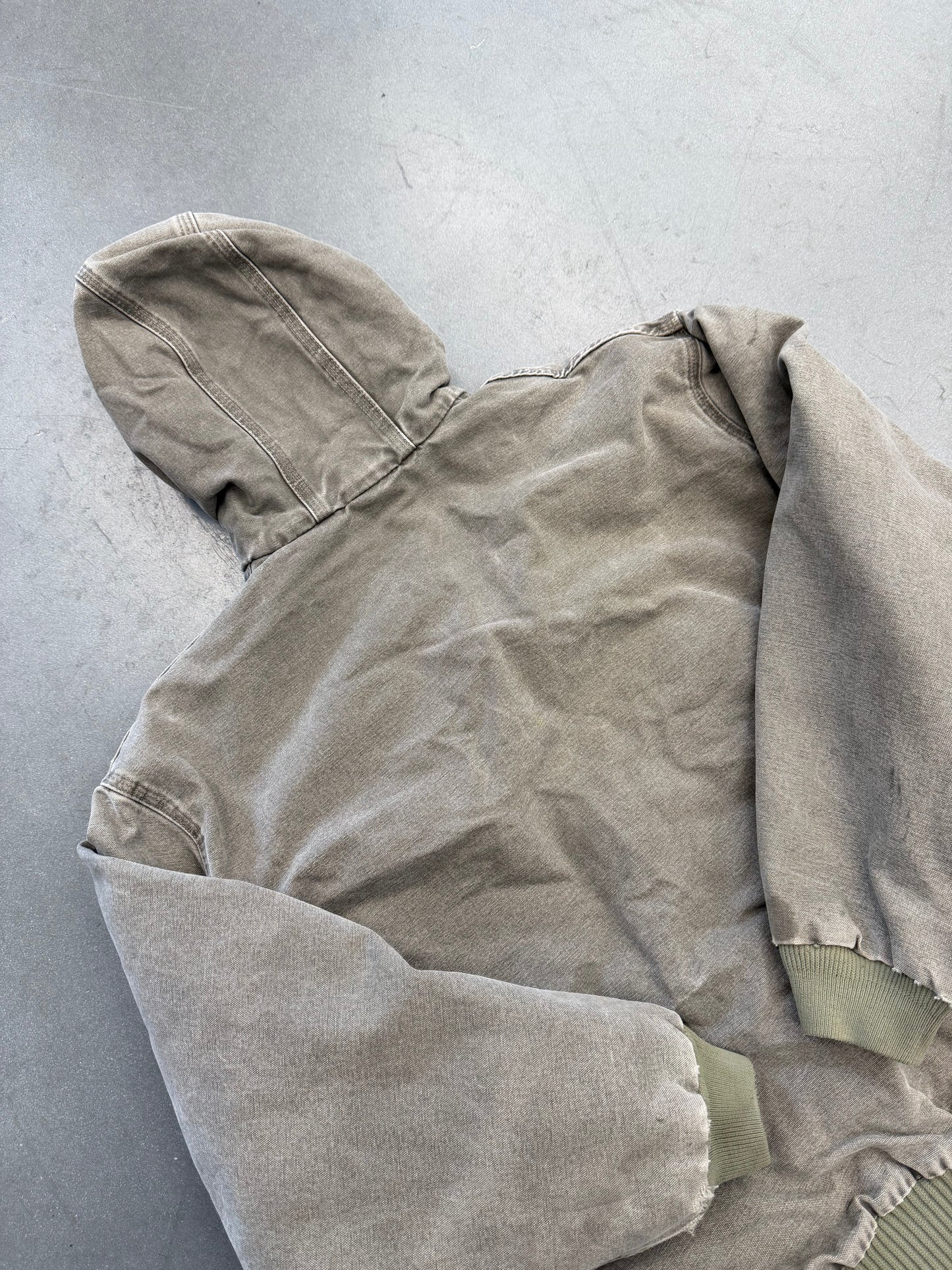 2000'S CARHARTT INSULATED CANVAS HOODIE (BROKEN ZIPPER) - GRAY (J142SAG XL)