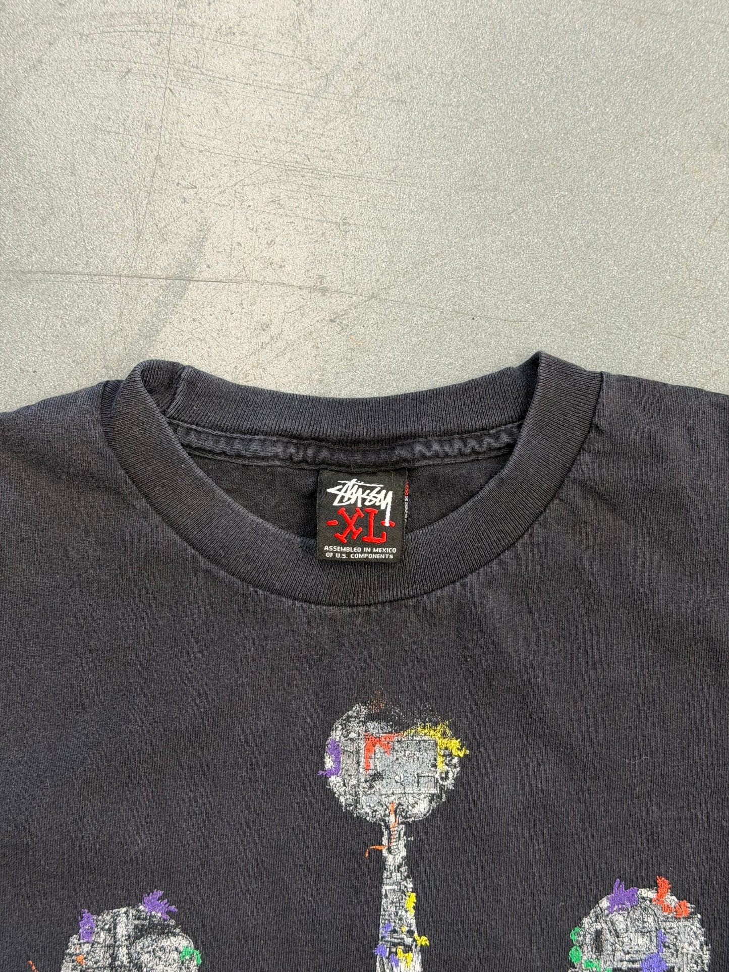 STUSSY COLLAGE CROWN GRAPHIC TEE - BLACK (XL)