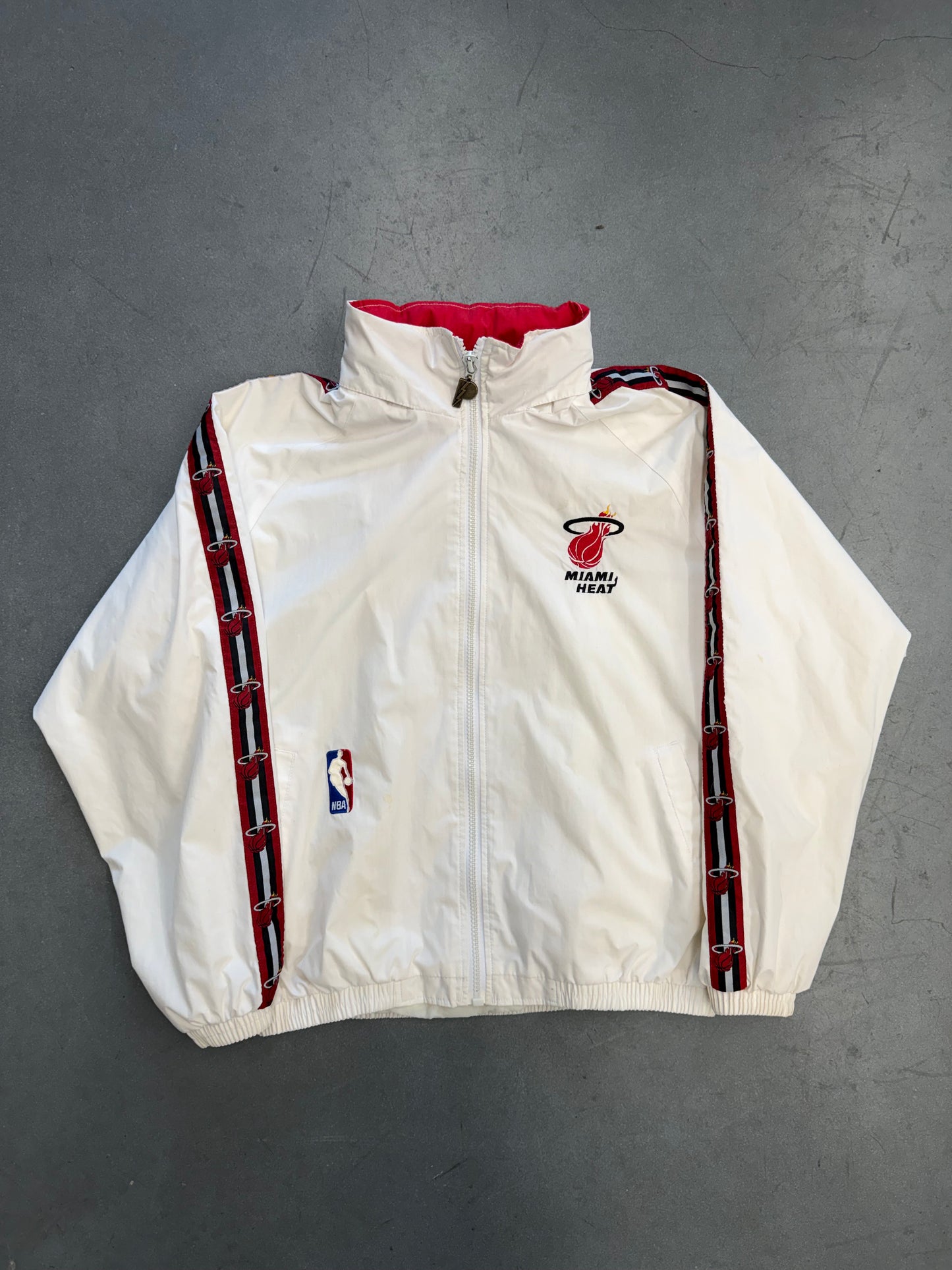 90S MIAMI HEAT NBA PRO PLAYER LOGO TAPE ZIP-UP WINDBREAKER JACKET