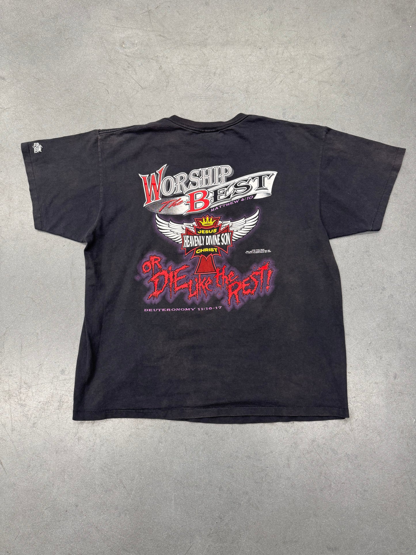 1991 JESUS HEAVENLY DIVINE " BORN TO DIE" WORSHIP THE BEST TEE (DELTA TAG)