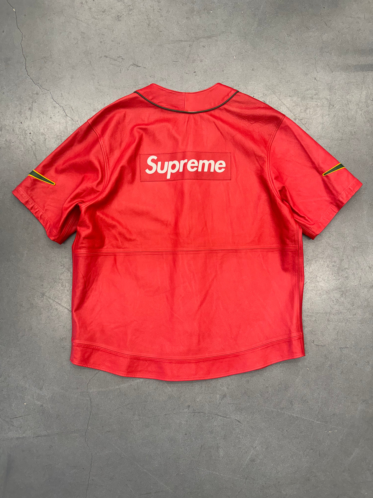 FW19 SUPREME NIKE LEATHER BASEBALL JERSEY - RED