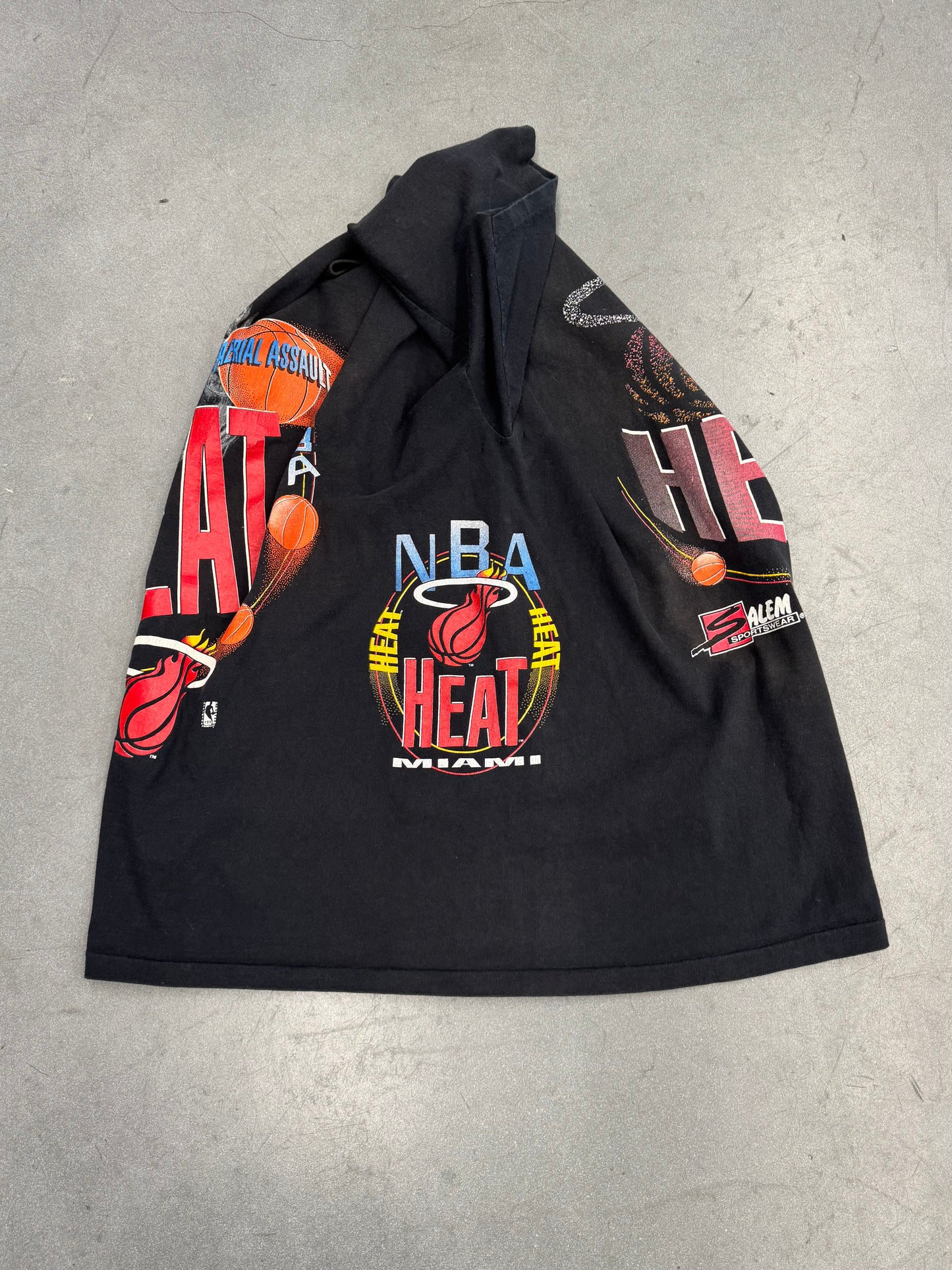 90S SALEM SPORTSWEAR MIAMI HEAT WRAP-AROUND "AERIAL ASSAULT" TEE
