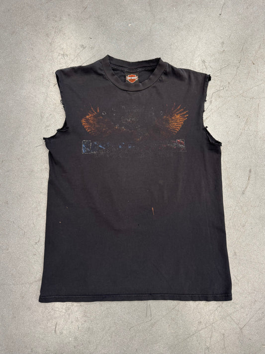 VINTAGE HARLEY-DAVIDSON EVANSVILLE, IN SMOKED CUT-OFF TEE