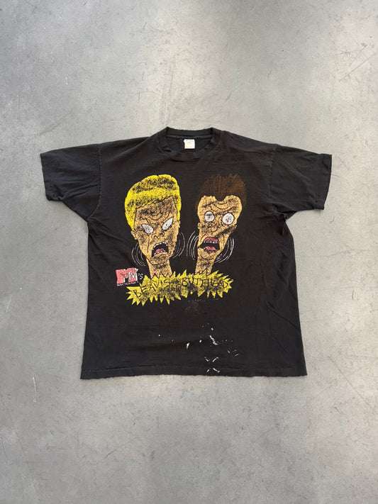 1993 MTV BEAVIS AND BUTT-HEAD SCREAMING FACES FADED TEE (FOTL TAG)