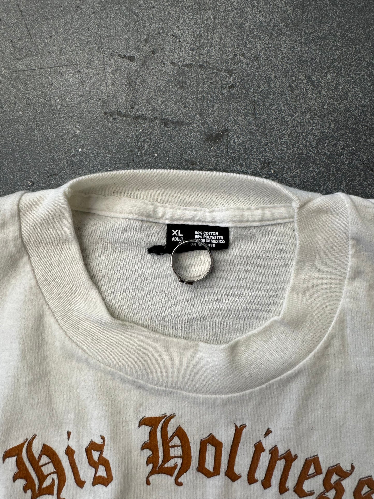 1995 HIS HOLINESS POPE JOHN PAUL II OLD ENGLISH SPELLOUT TEE (CUT FOTL BEST TAG)