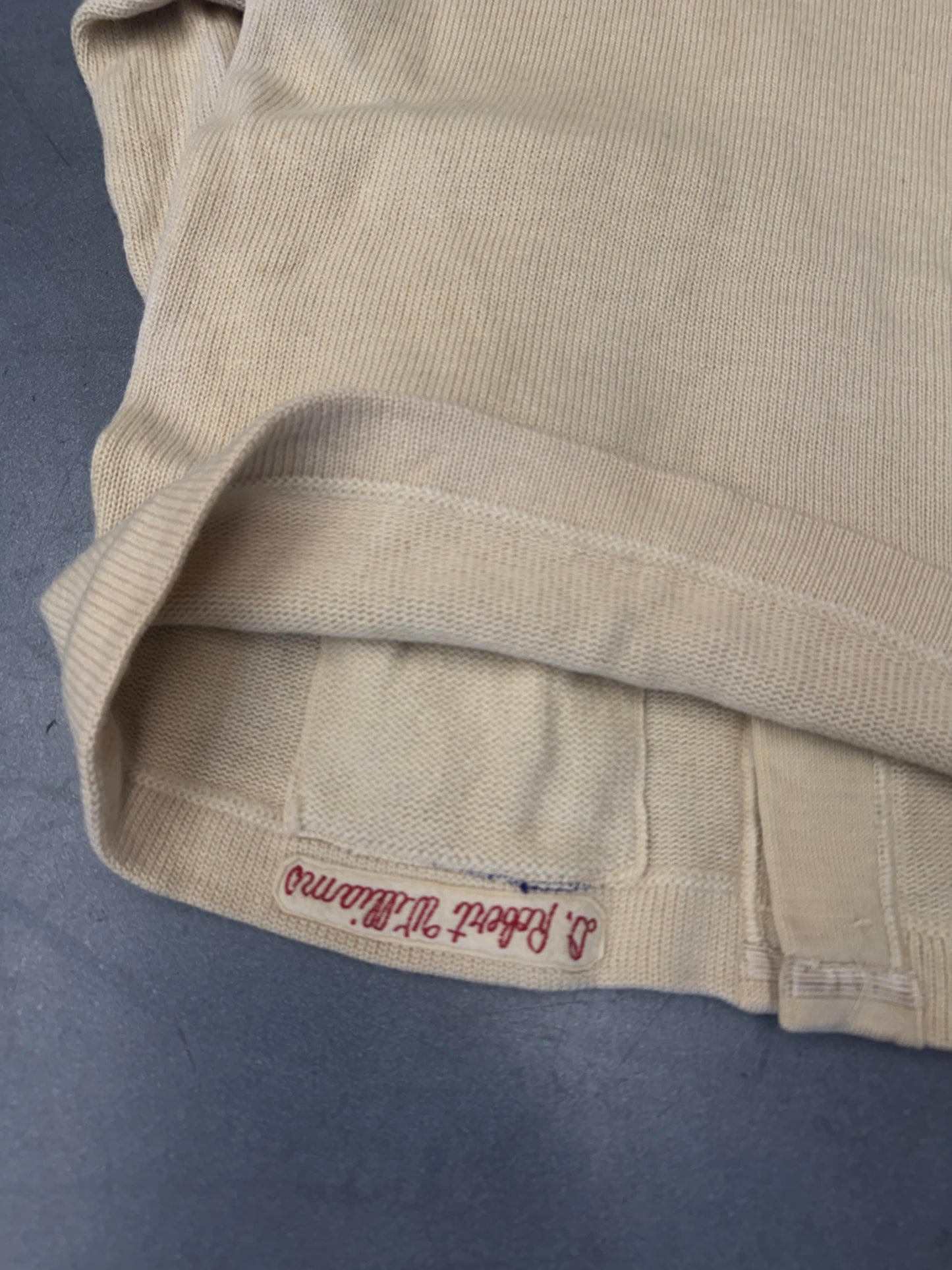 1940'S COLLEGE FOOTBALL 'W' PATCH CARDIGAN SWEATER (LOWE & CAMPBELL ATHLETIC GOODS CO TAG)