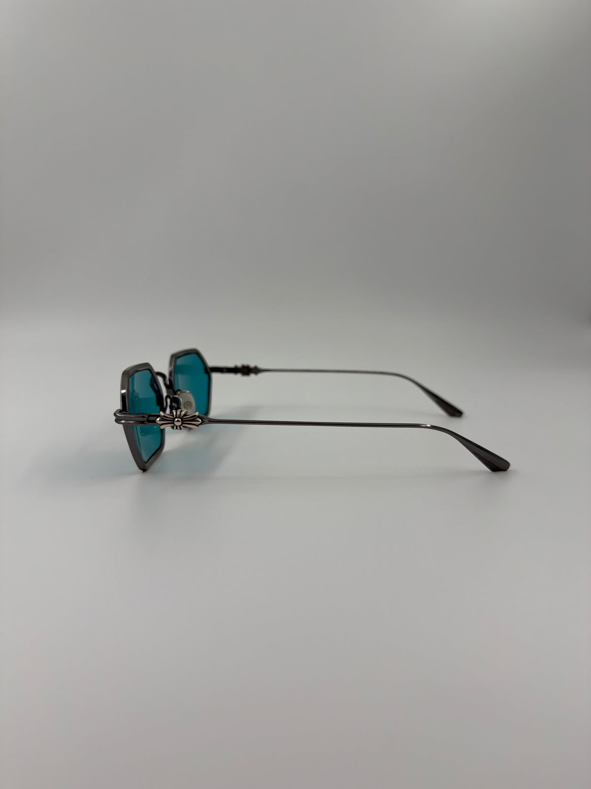 CHROME HEARTS "DATASS" HEXAGONAL METAL SUNGLASSES