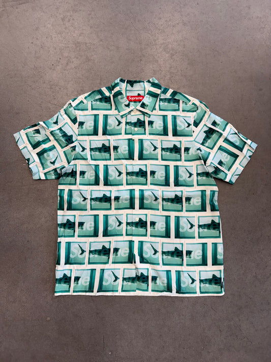 SS25 SUPREME DAMIEN HIRST SHARK S/S SHIRT - WHITE/TEAL (NWT)