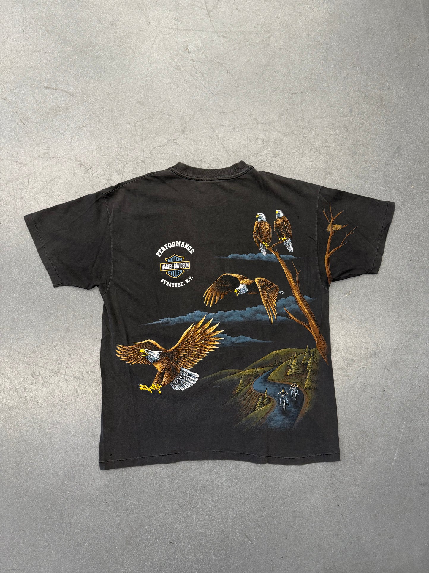 90'S HARLEY-DAVIDSON SOARING HIGH SYRACUSE, N.Y. AOP EAGLES TEE (HARLEY-DAVIDSON TAG)