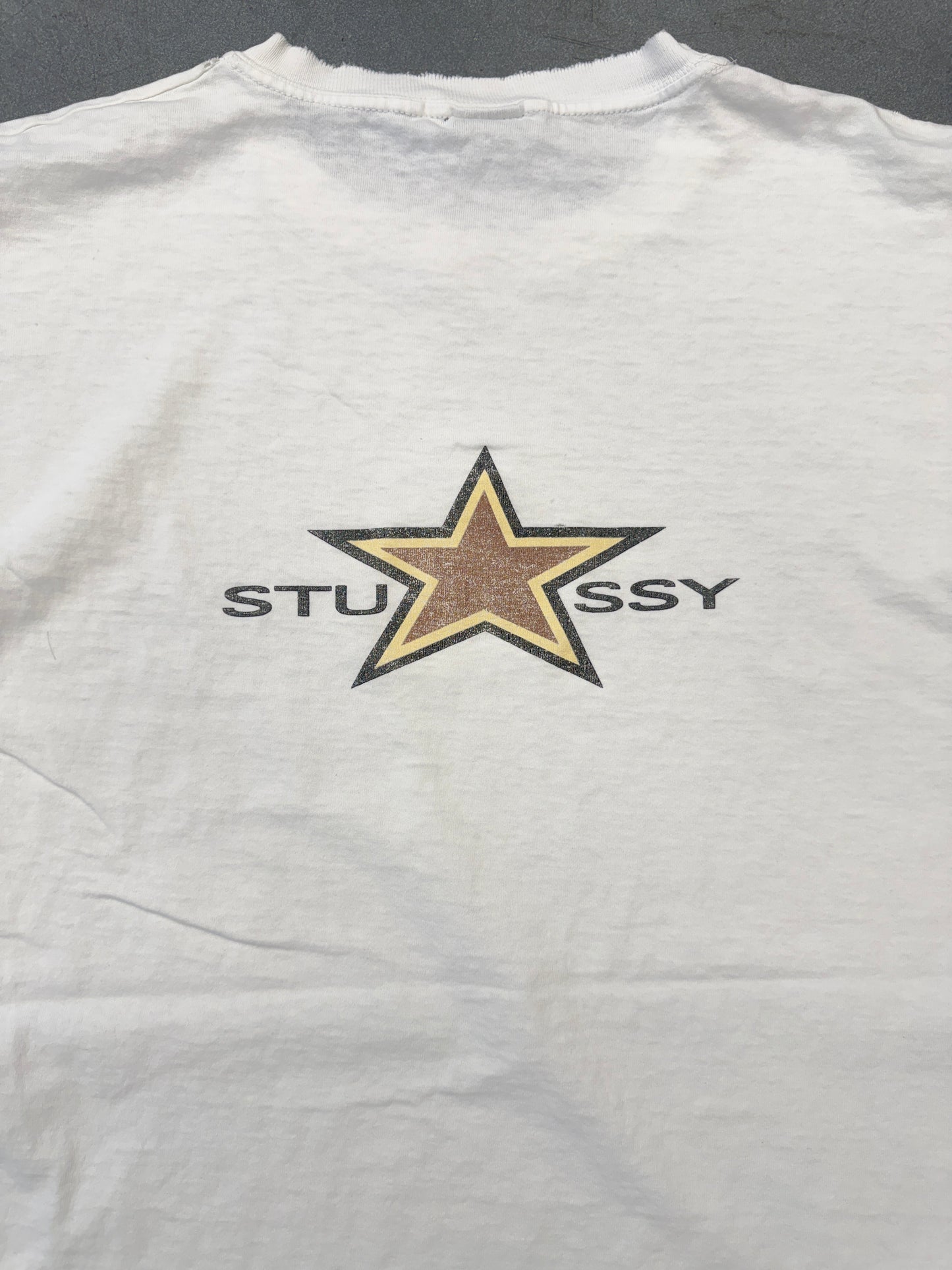 90S STUSSY STAR LOGO DISTRESSED TEE