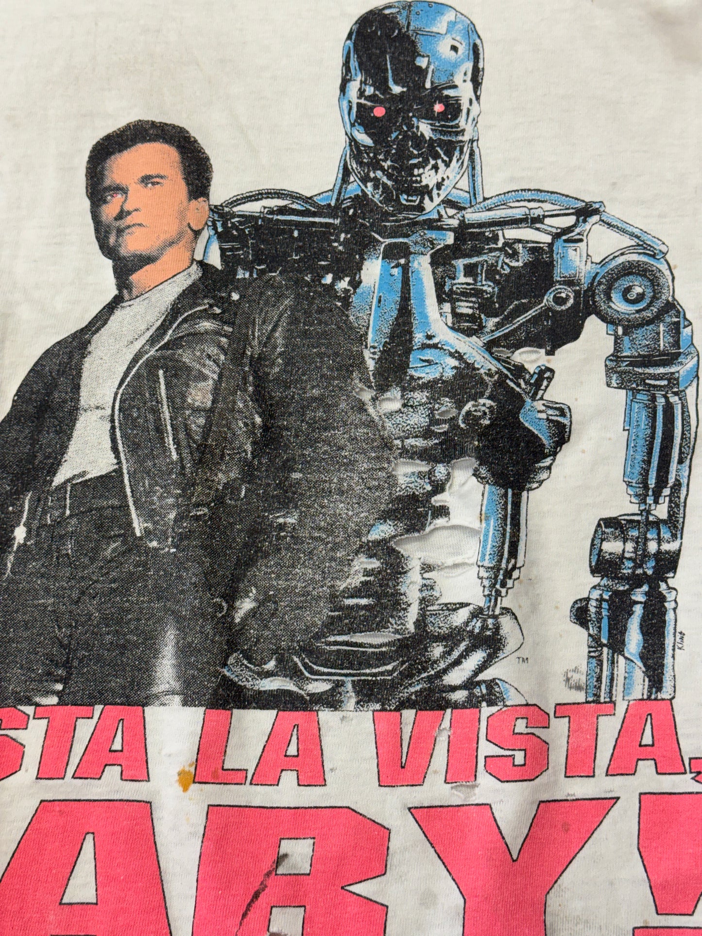 1991 TERMINATOR 2: JUDGMENT DAY "HASTA LA VISTA, BABY!" DISTRESSED TEE (PULLED TAG)