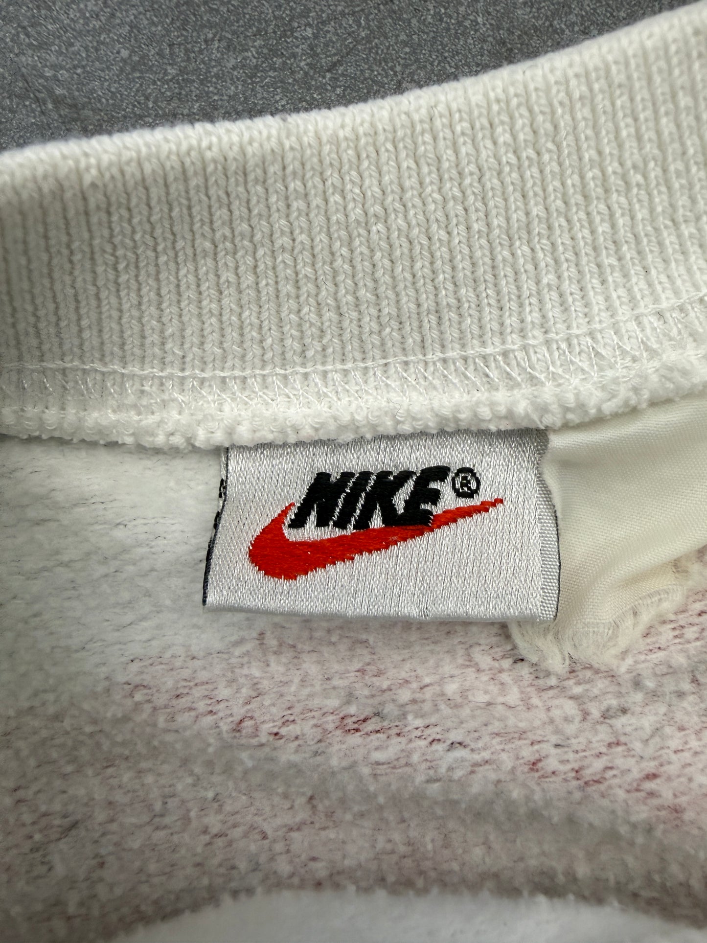 90S NIKE DENNIS RODMAN CENTER SWOOSH CREWNECK - WHITE/RED
