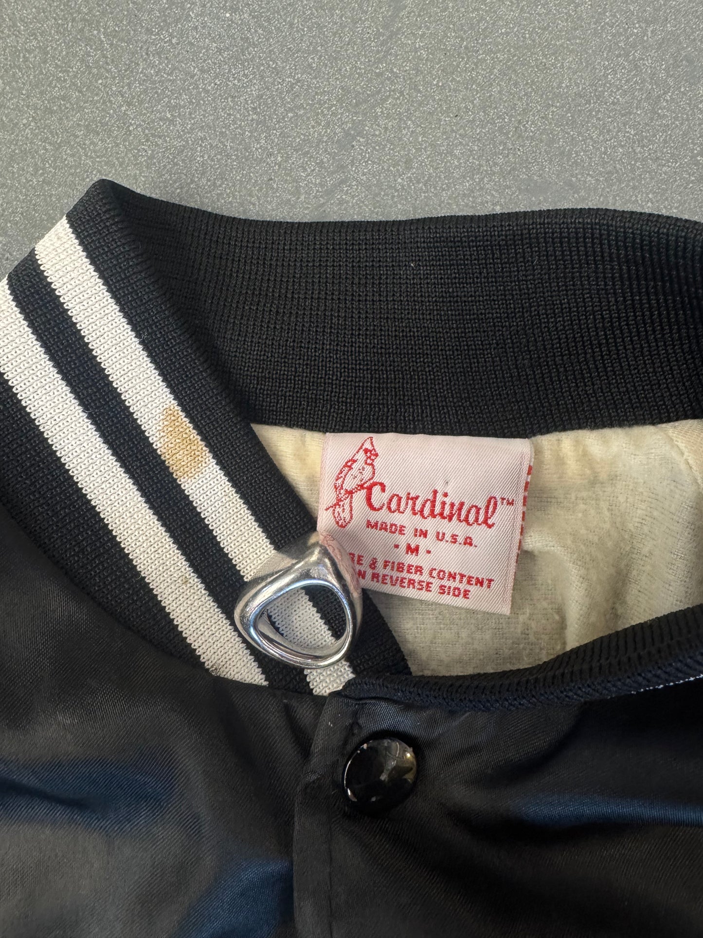 80S ROLLING STONES EMBROIDERED TONGUE SATIN JACKET (CARDINAL TAG)