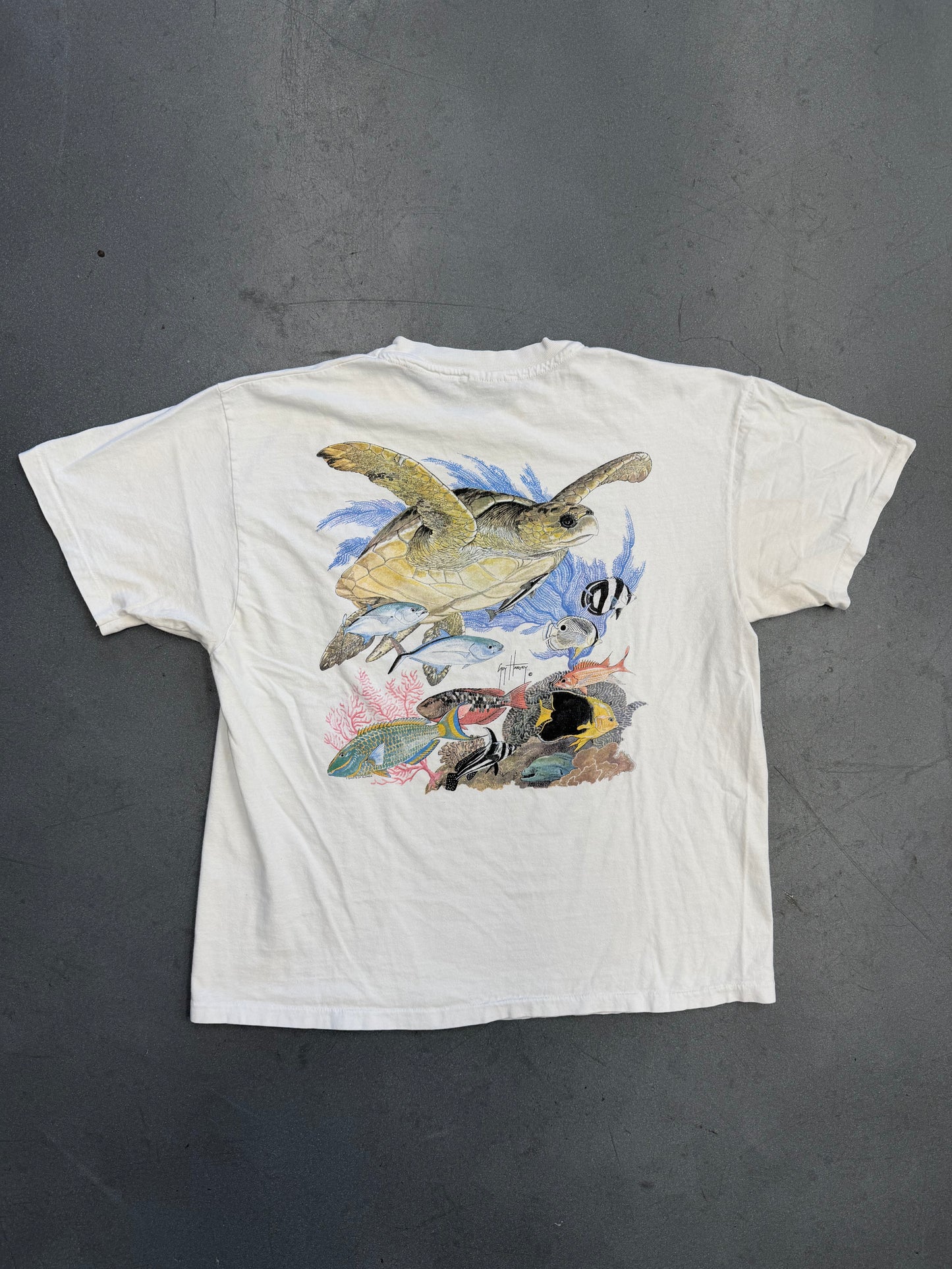 90S GUY HARVEY TURTLE POCKET TEE (HANES BEEFY-T TAG)