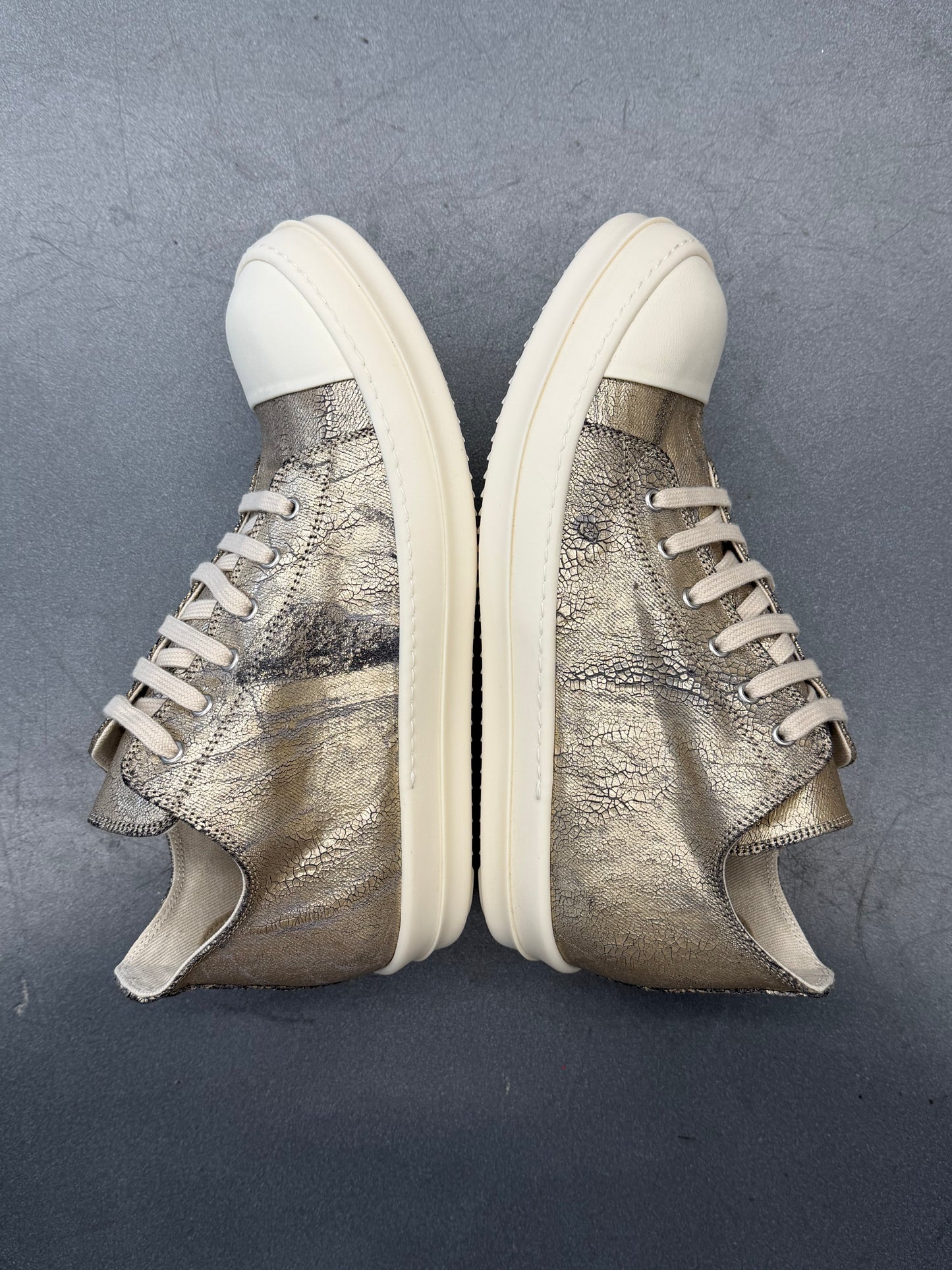 RICK OWENS DRKSHDW LOW-TOP RAMONES SNEAKS - LIGHT GOLD