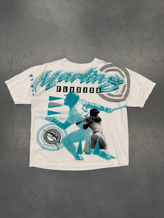 1993 FLORIDA MARLINS AOP BASEBALL TEE MODAMANIA INC (I.R.O.N. KNIGHT TAG)
