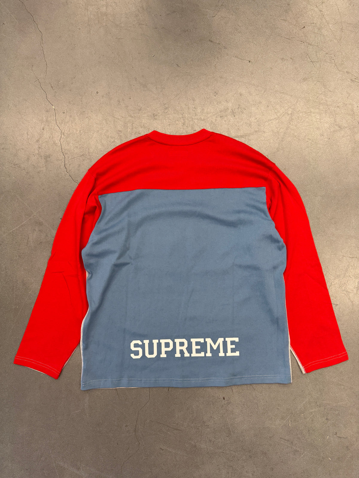 FW25 SUPREME SPLIT LONG SLEEVE FOOTBALL TOP - HEATHER GREY