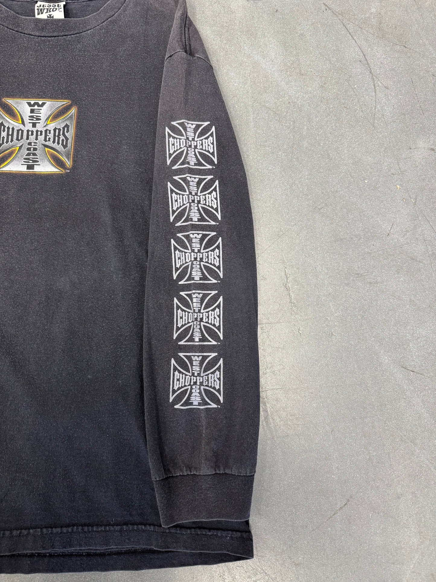00S WEST COAST CHOPPERS REPEATED IRON CROSS LS TEE (JESSE WHO TAG) - L