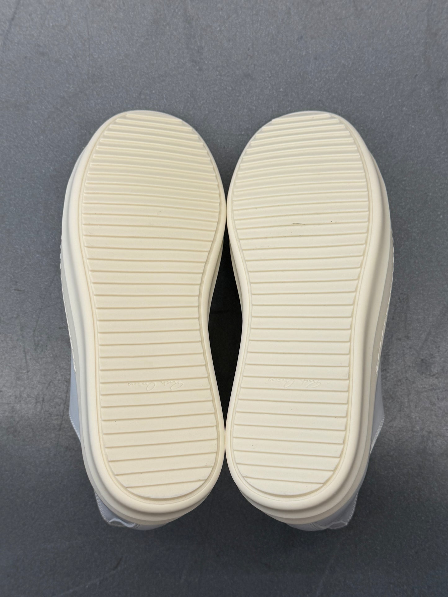 RICK OWENS LEATHER RAMONES LOW-TOP SNEAKERS - CHALK WHITE
