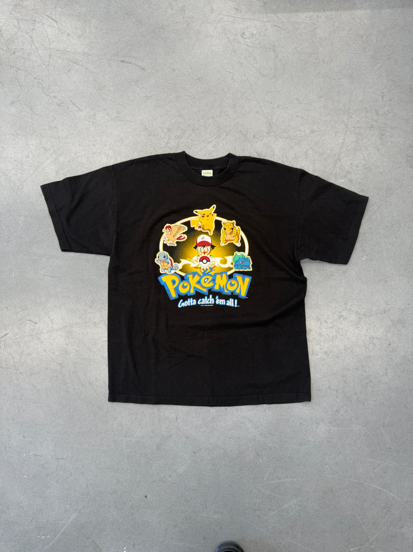 1999 POKEMON "GOTTA CATCH 'EM ALL!" ASH POKEBALL TEE (POKEMON TAG) (NWT)